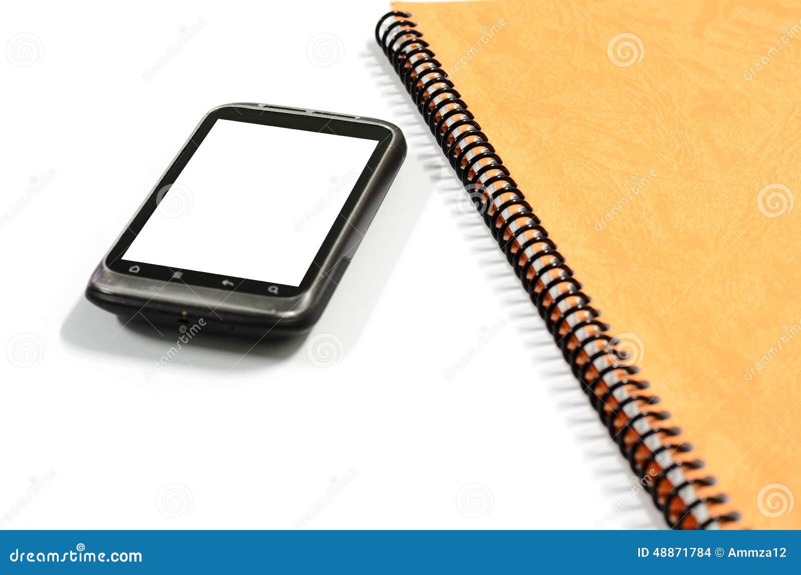 Smartphone with note book stock photo. Image of office 48871784