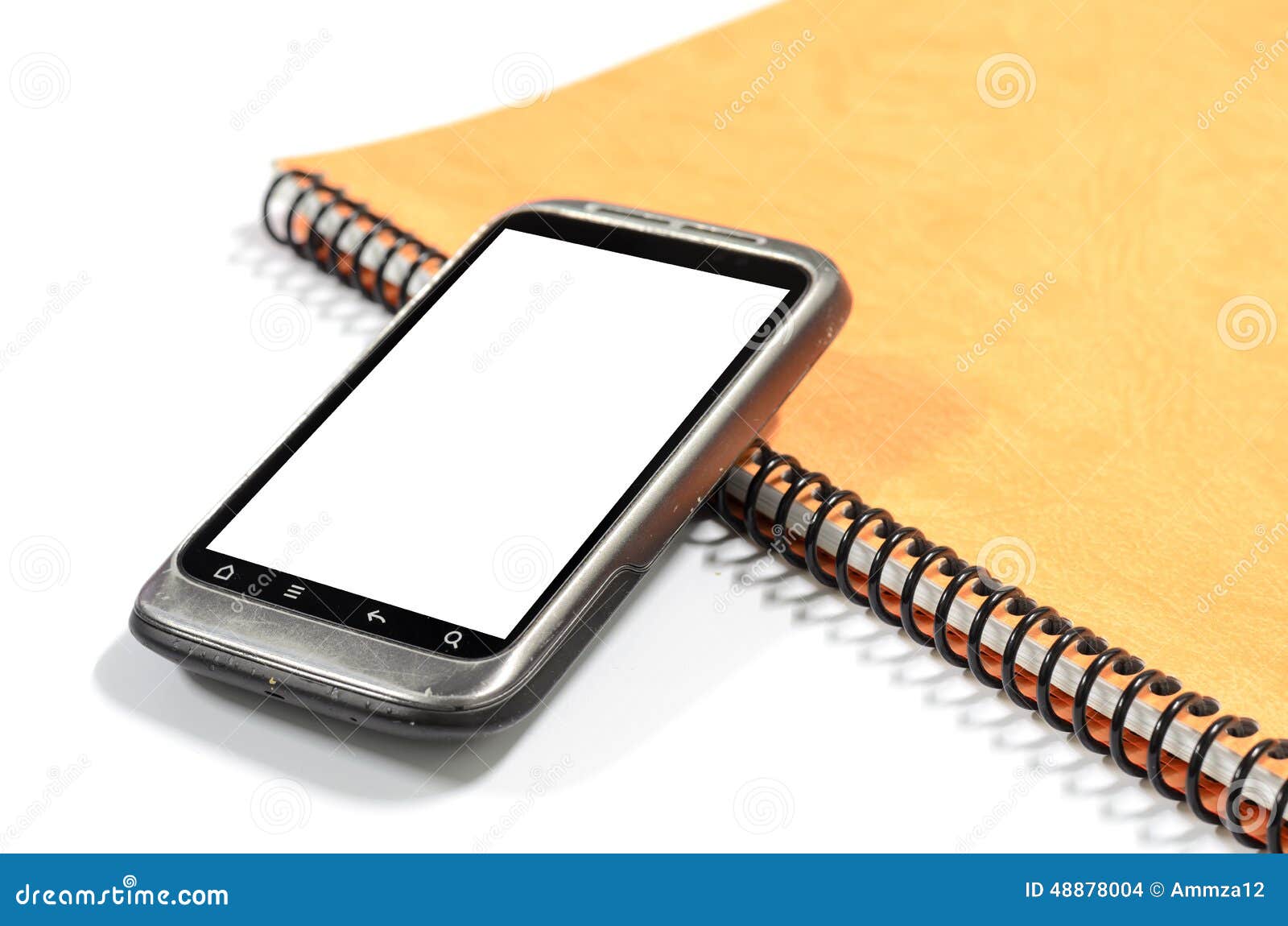 Smartphone with note book stock photo. Image of paper 48878004