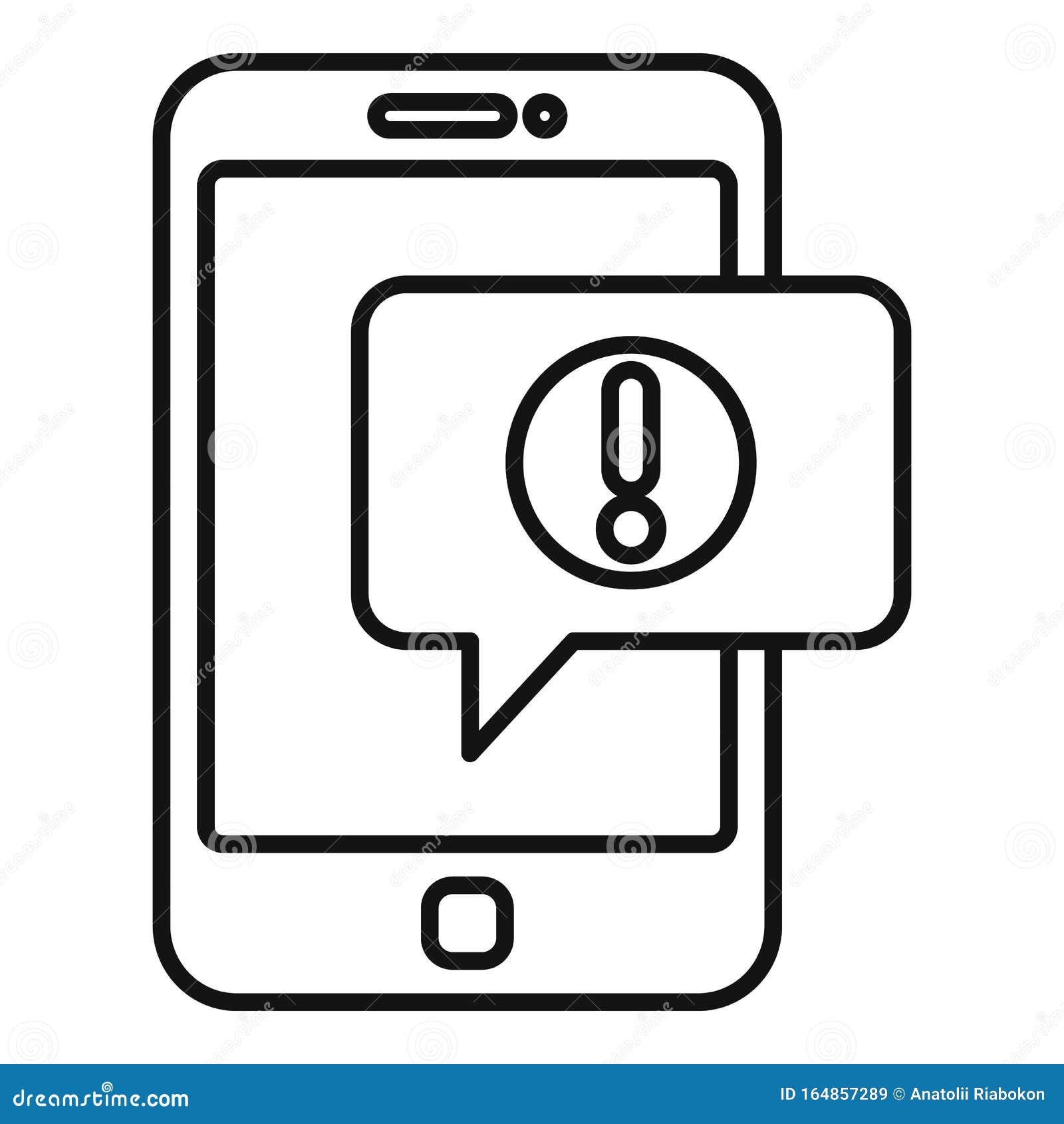 Smartphone Notification Icon, Outline Style Stock Vector Illustration of email, mobile 164857289