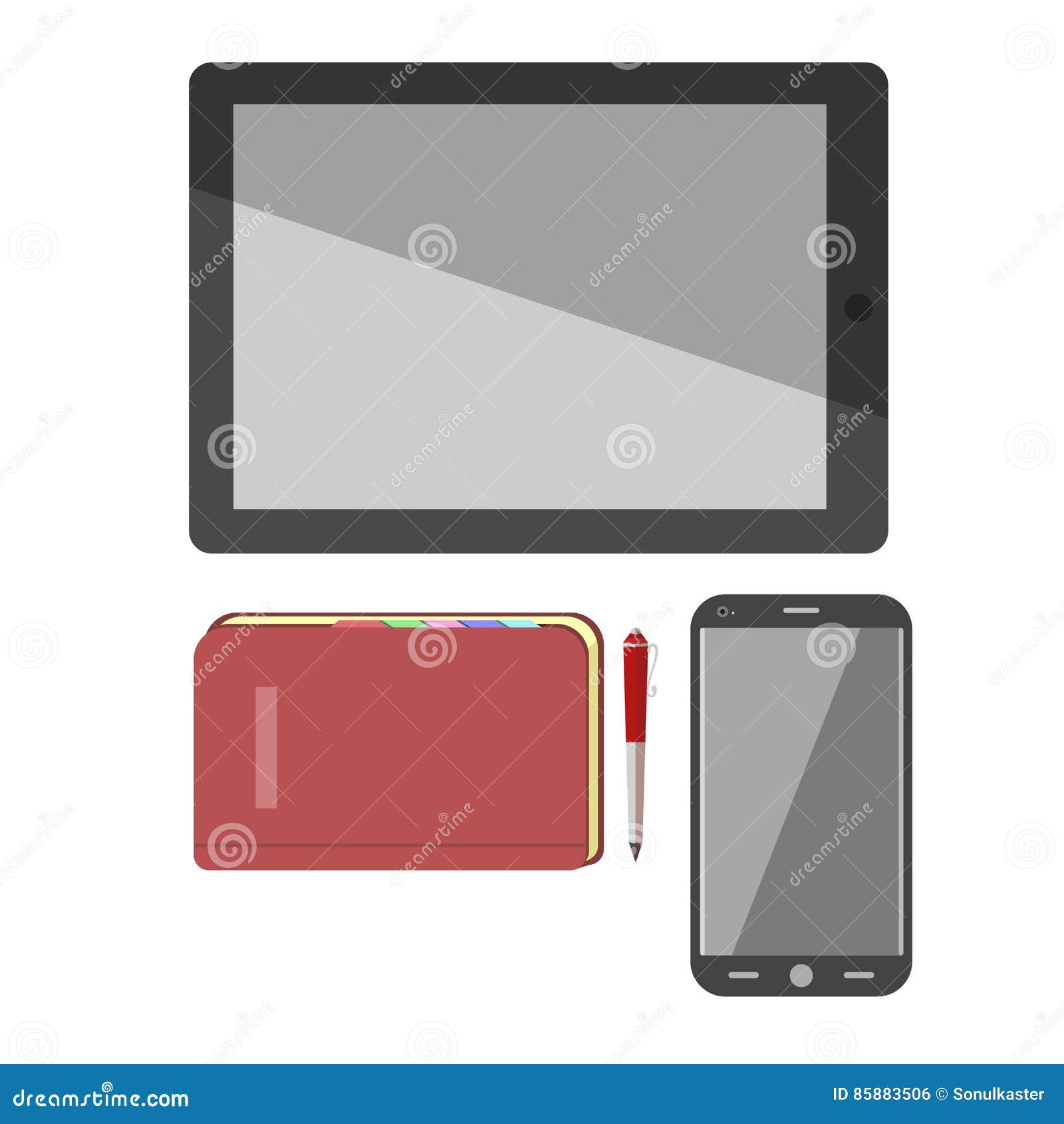 smartphone, pad and notebook  icons