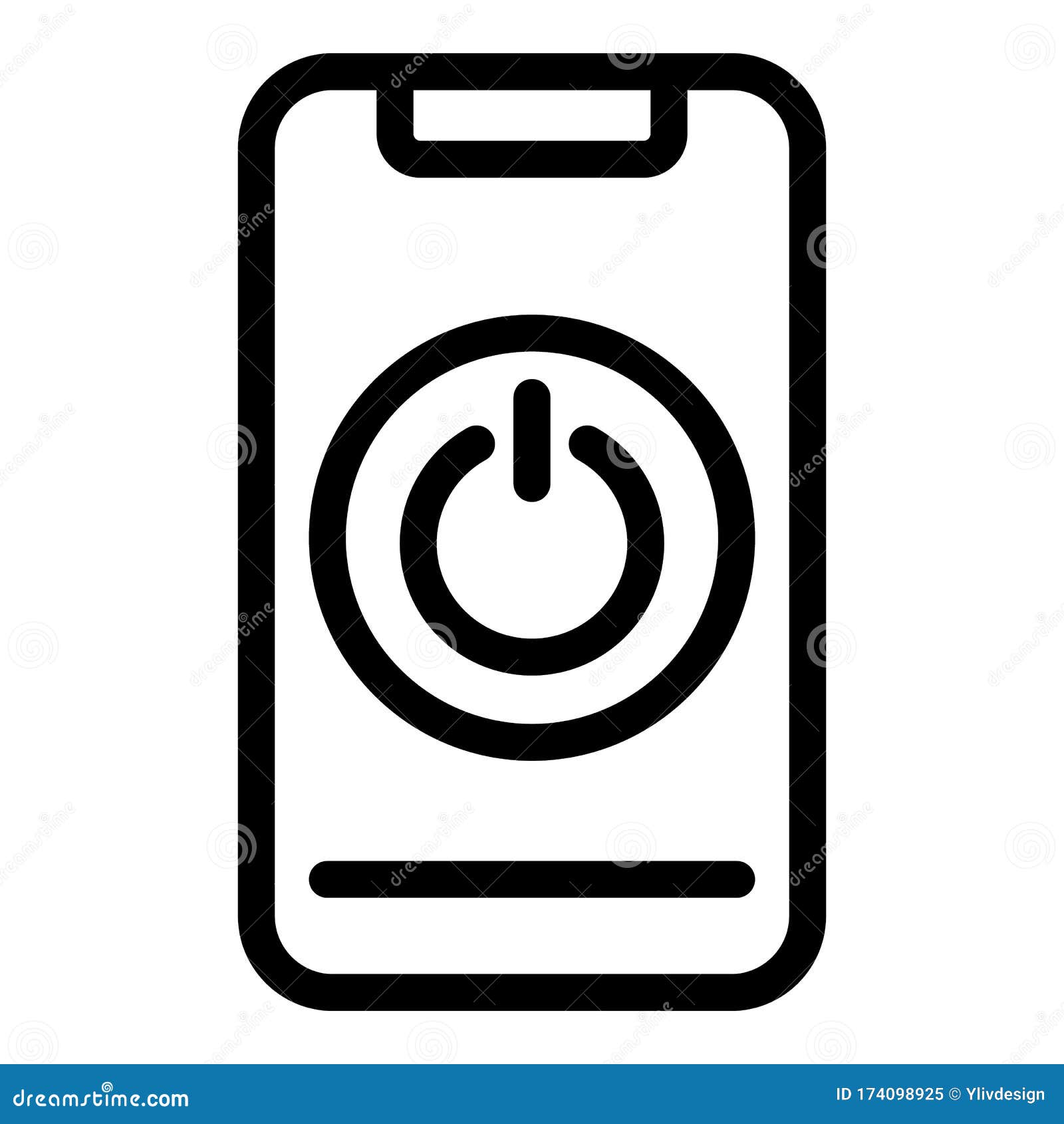 smartphone and power button icon, outline style