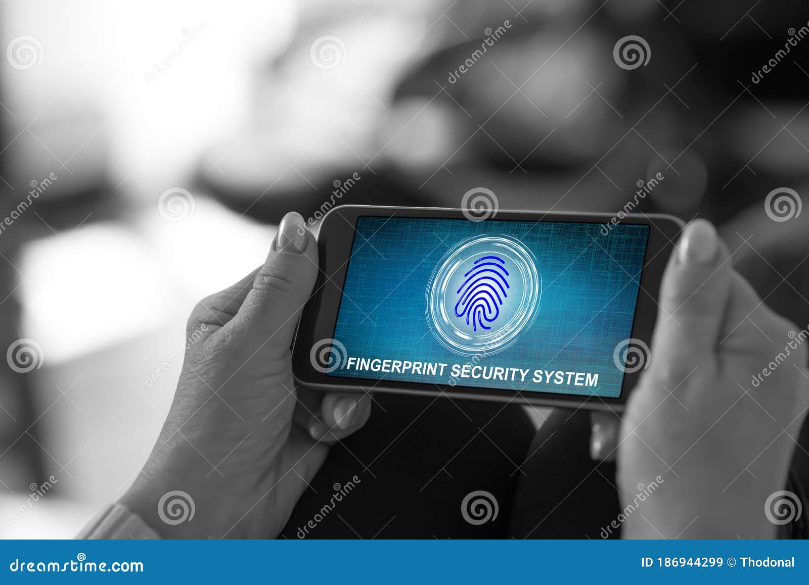 Fingerprint Security System Concept on a Smartphone Stock Illustration