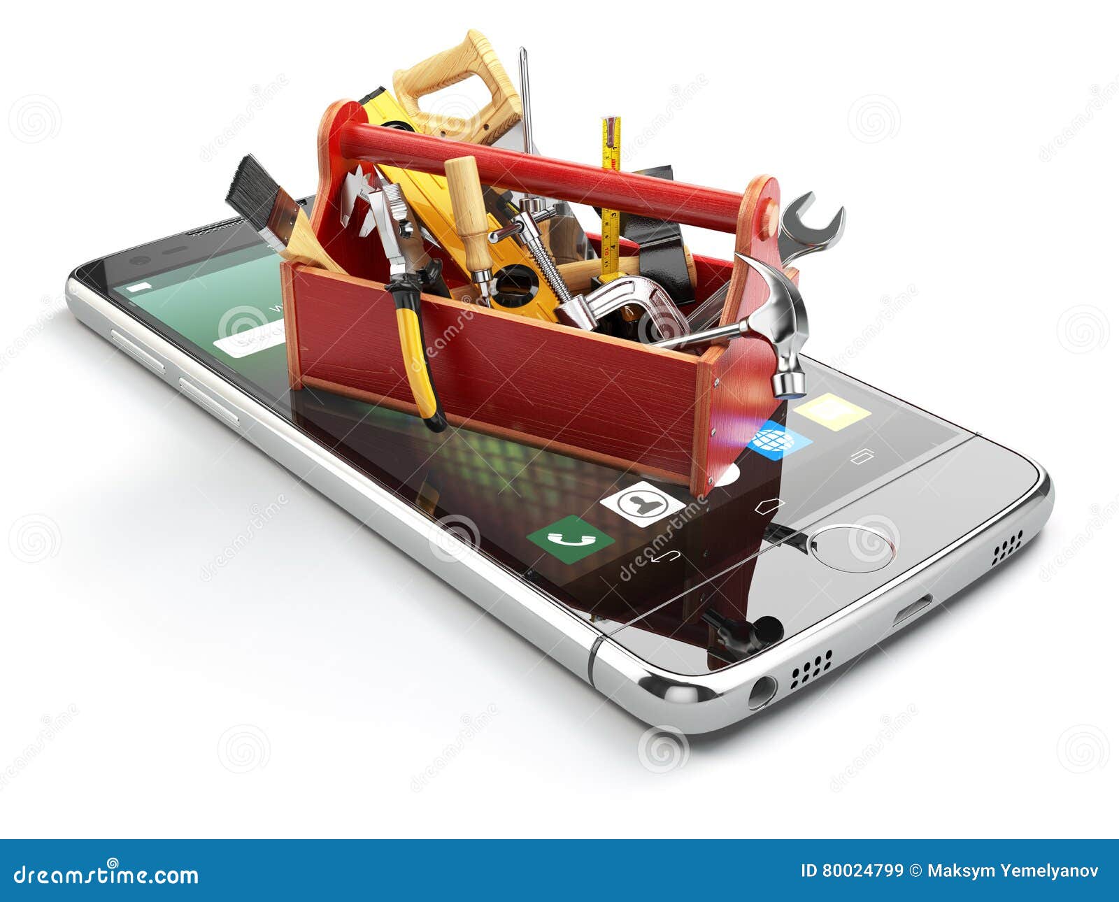 Smartphone Service. Online Technical Support Concept Stock Illustration