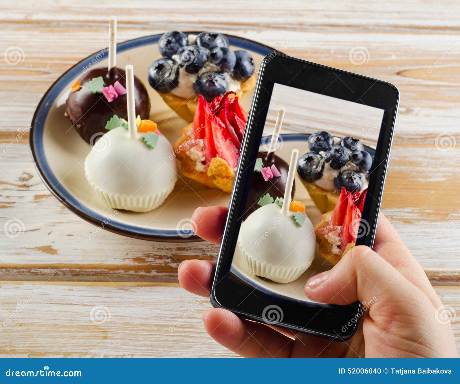 Smartphone Shot  Food  Photo  Dessert With Berries Stock 