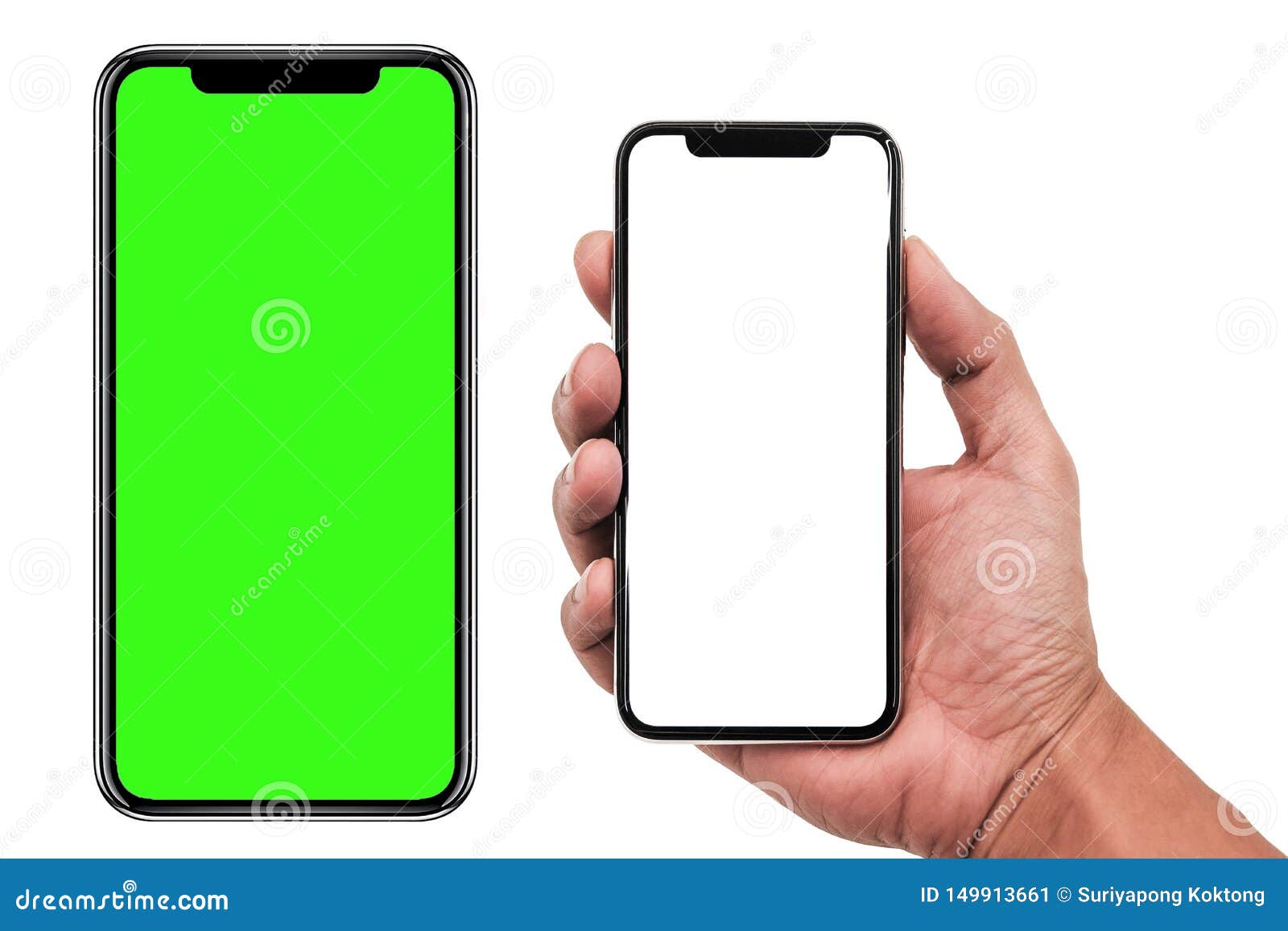smartphone similar to iphone xs max with blank white screen for infographic global business marketing plan , mockup model similar
