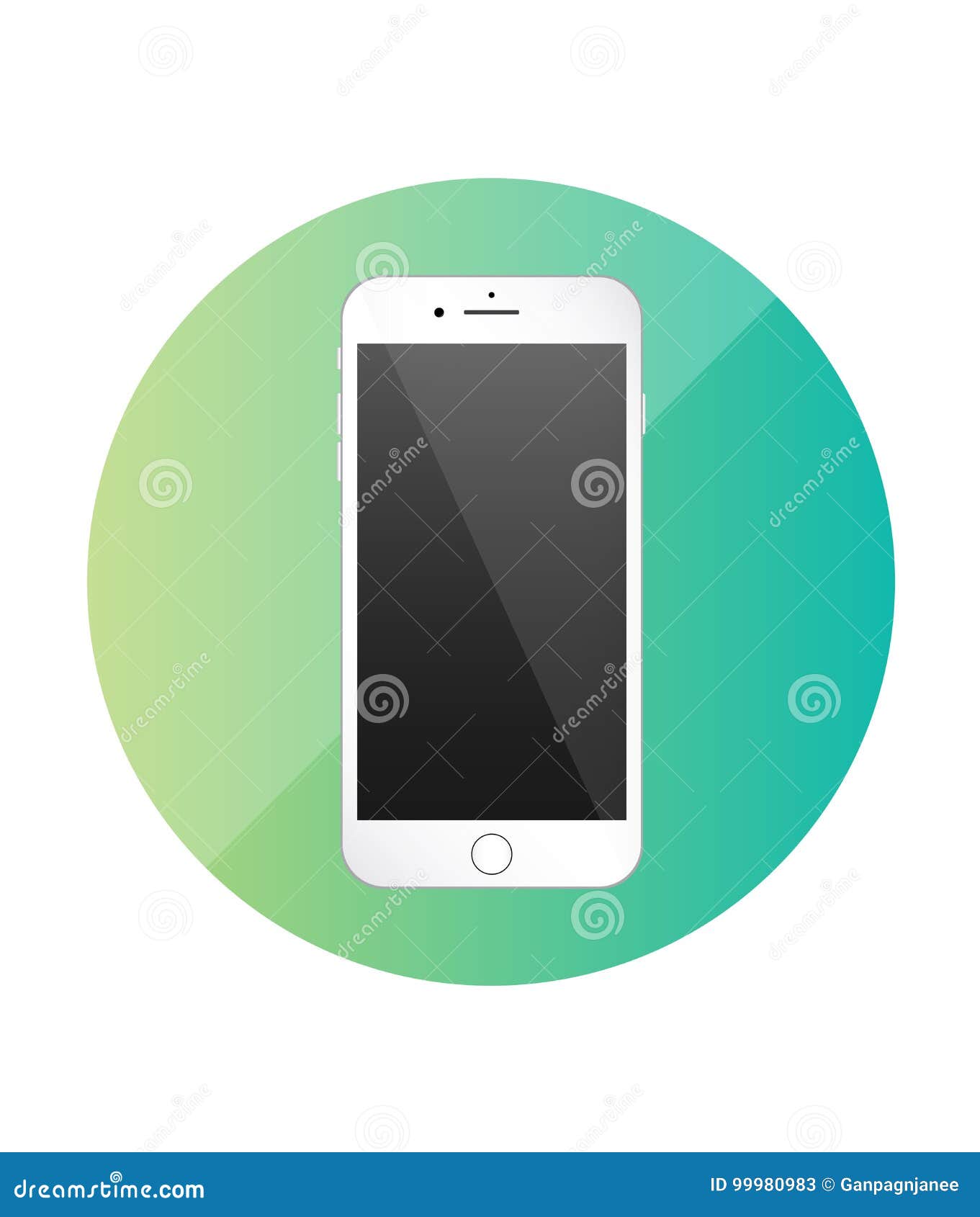 Smartphone Single Flat Icon. Green Icon for Application Stock Vector