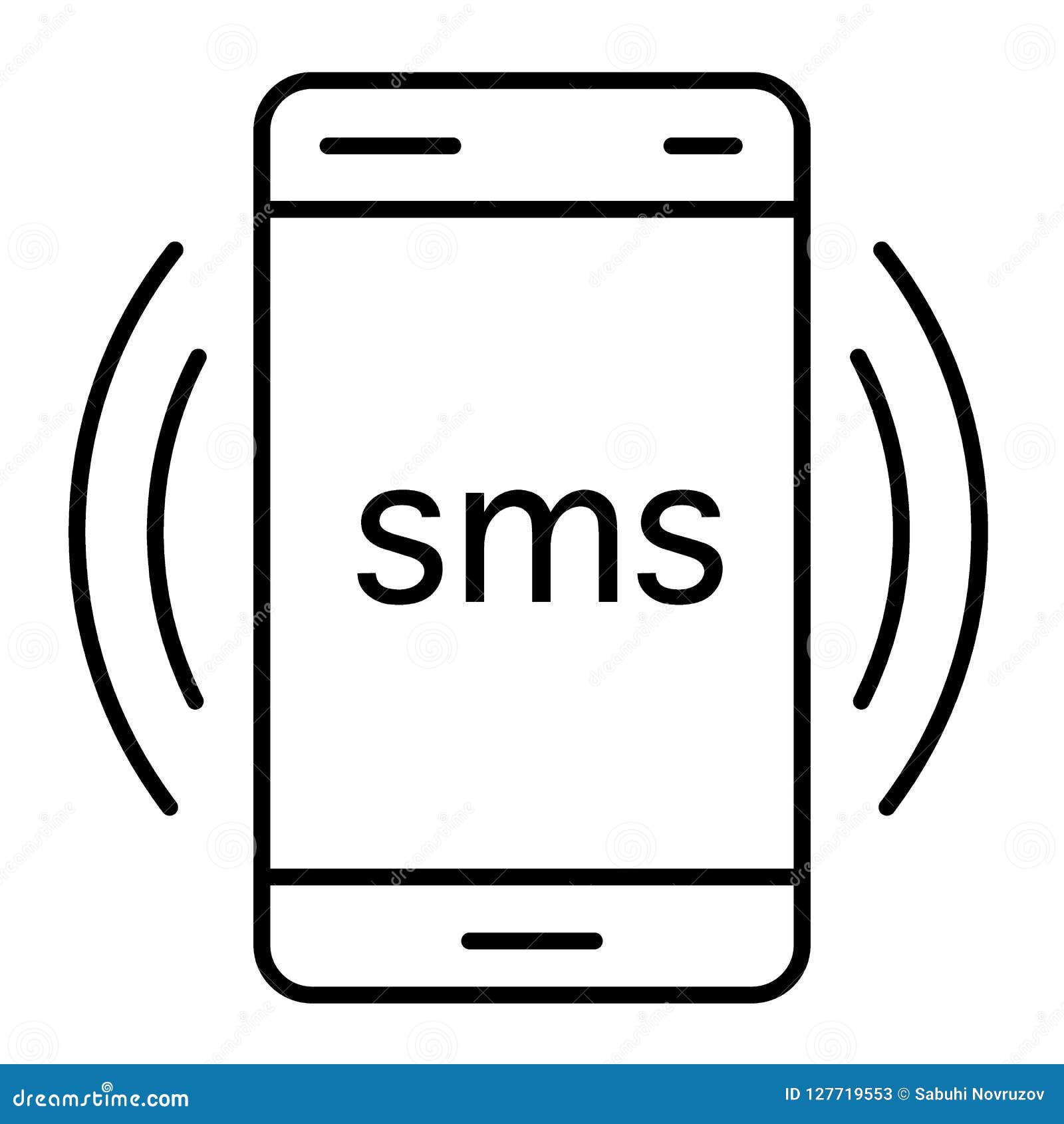 Download Smartphone With Sms Thin Line Icon. Mobile Phone With ...