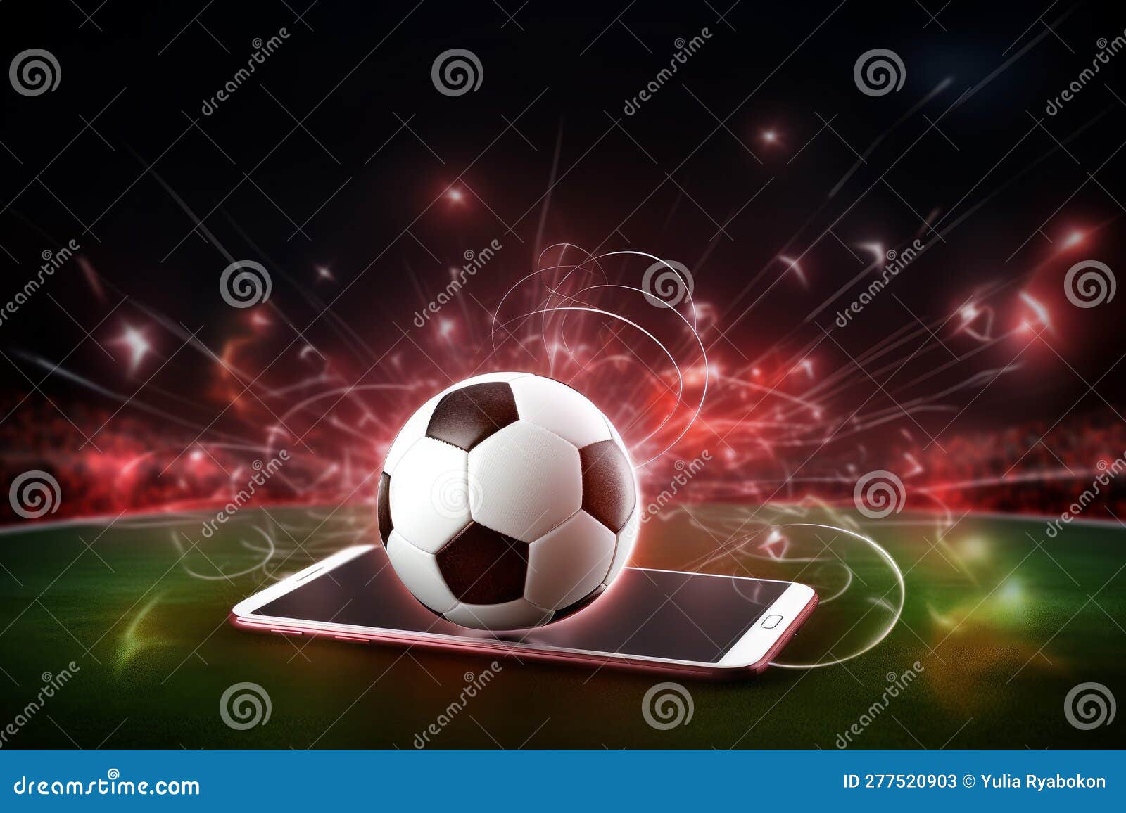 Smartphone Soccer Ball Game. Generate Ai Stock Illustration