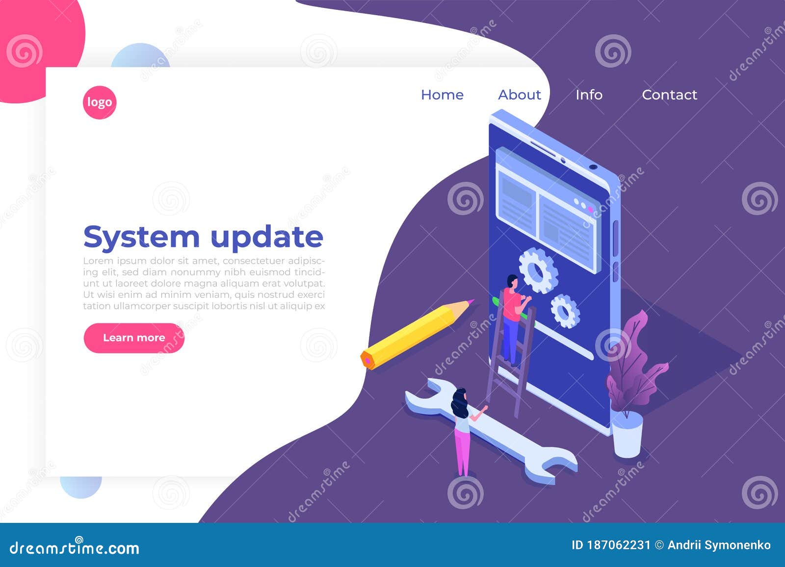 Smartphone System Update Flat Style Concept. Stock Vector