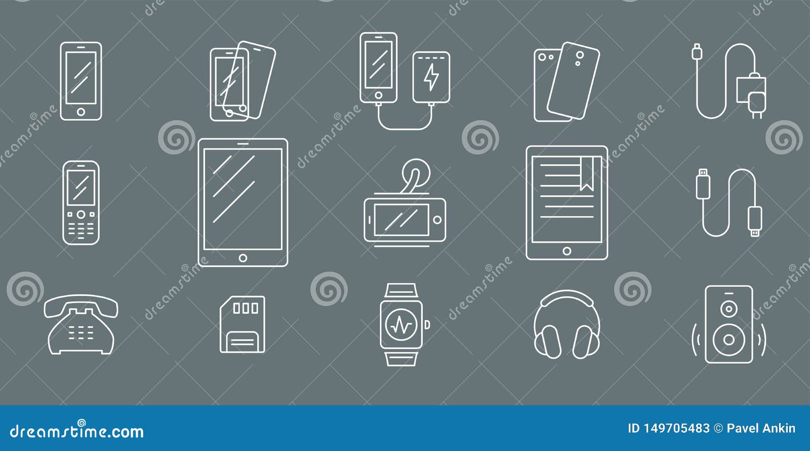Smartphone and Accessories Icons 01 Stock Vector Illustration of