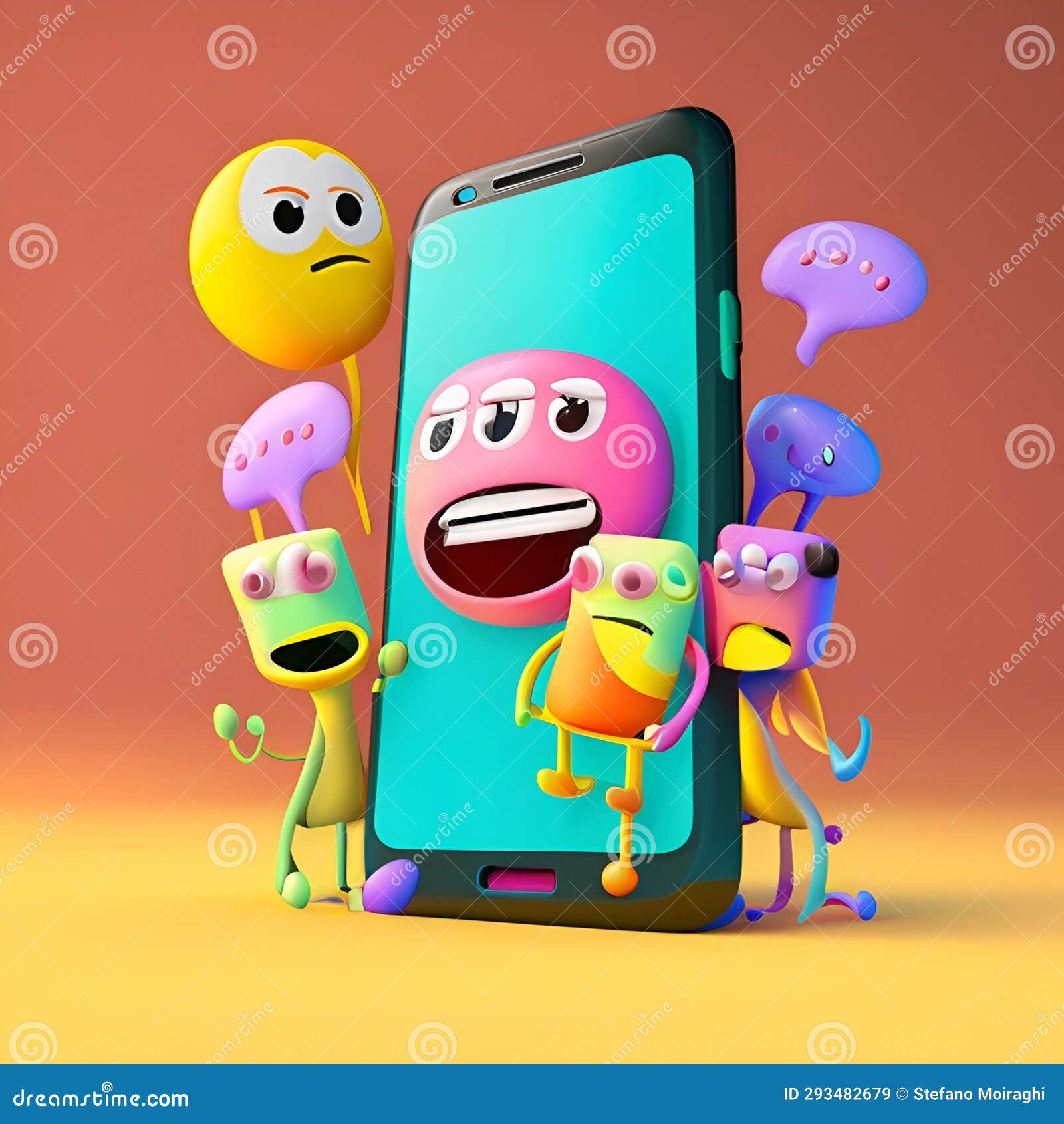 smartphone world illustrazione in cartoon style