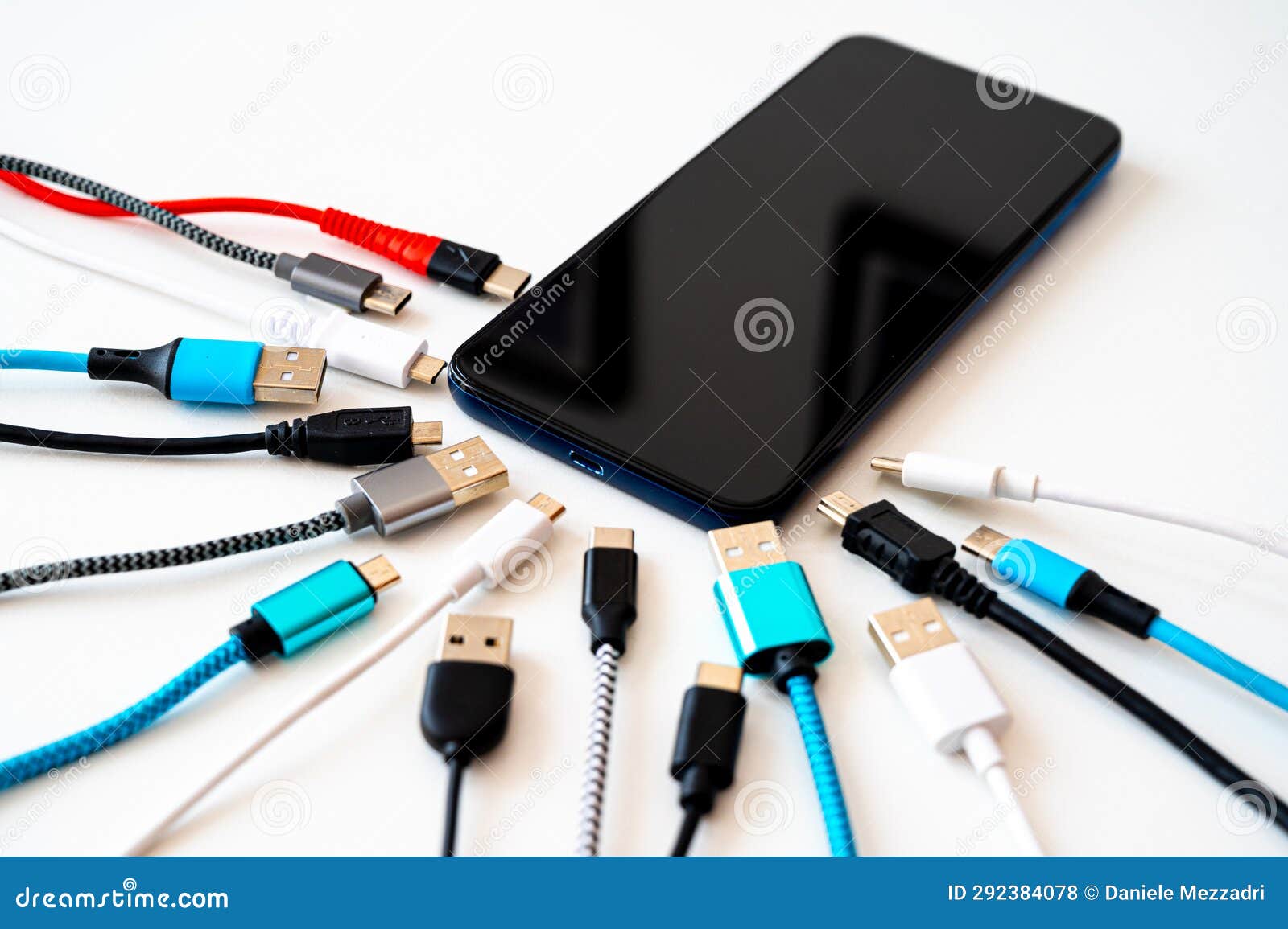 Smartphones, and USB Cables. Stock Photo Image of fast, smartphone
