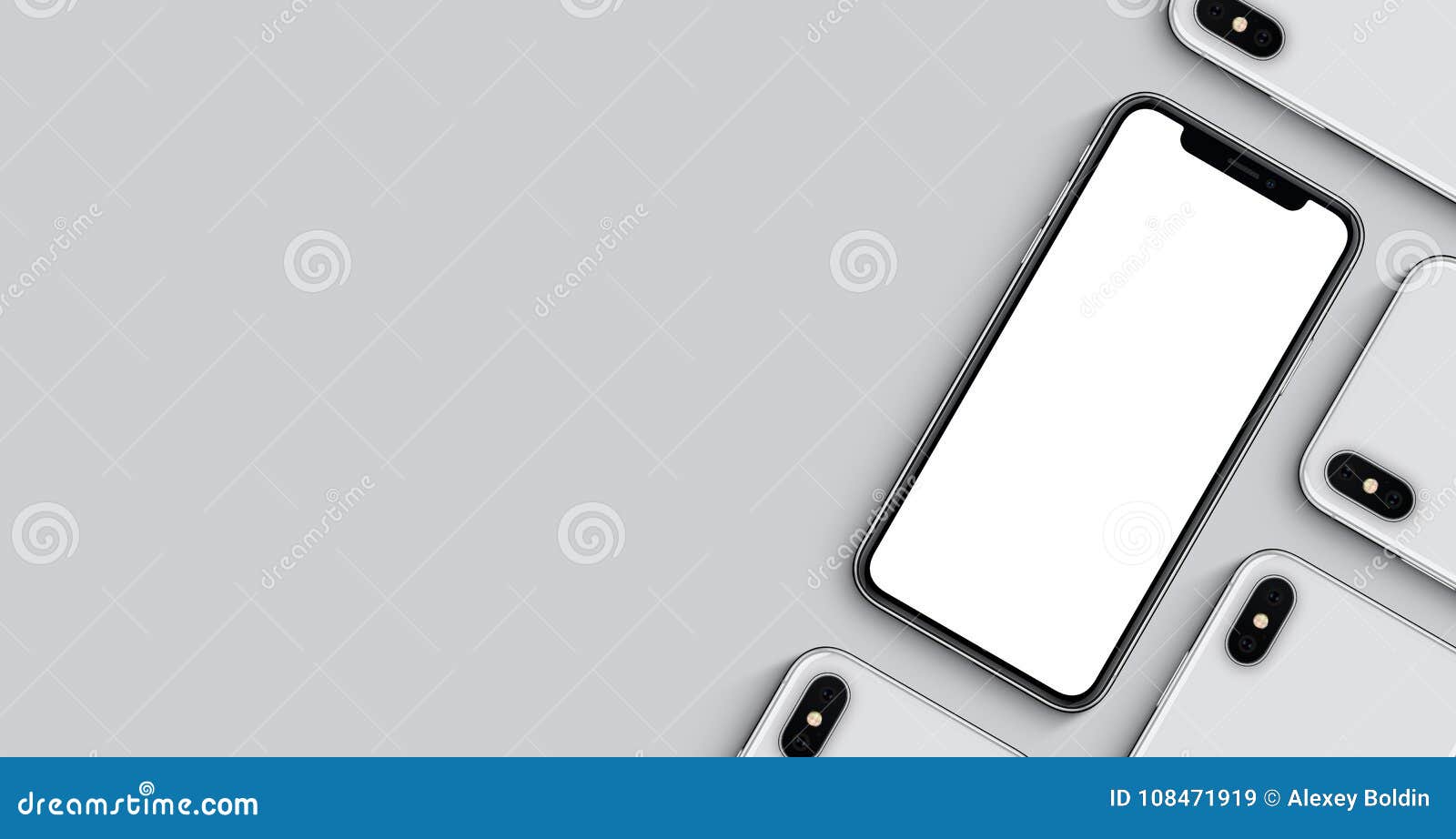 smartphones like iphone x mockup banner with copy space on gray background