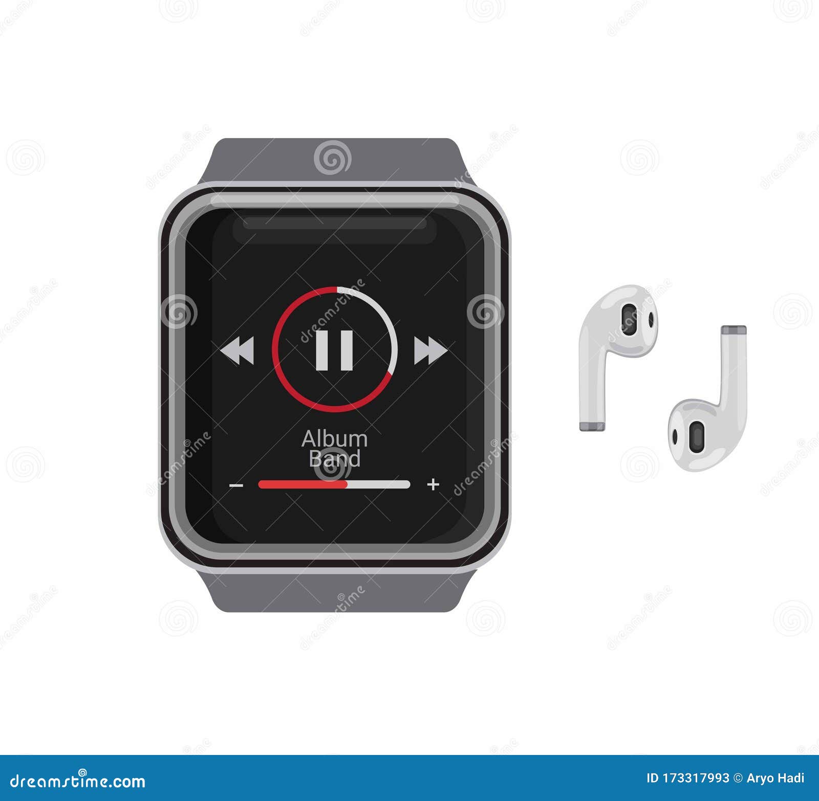 Download Smartwatch Music Player With Wireless Earphone. Realistic ...