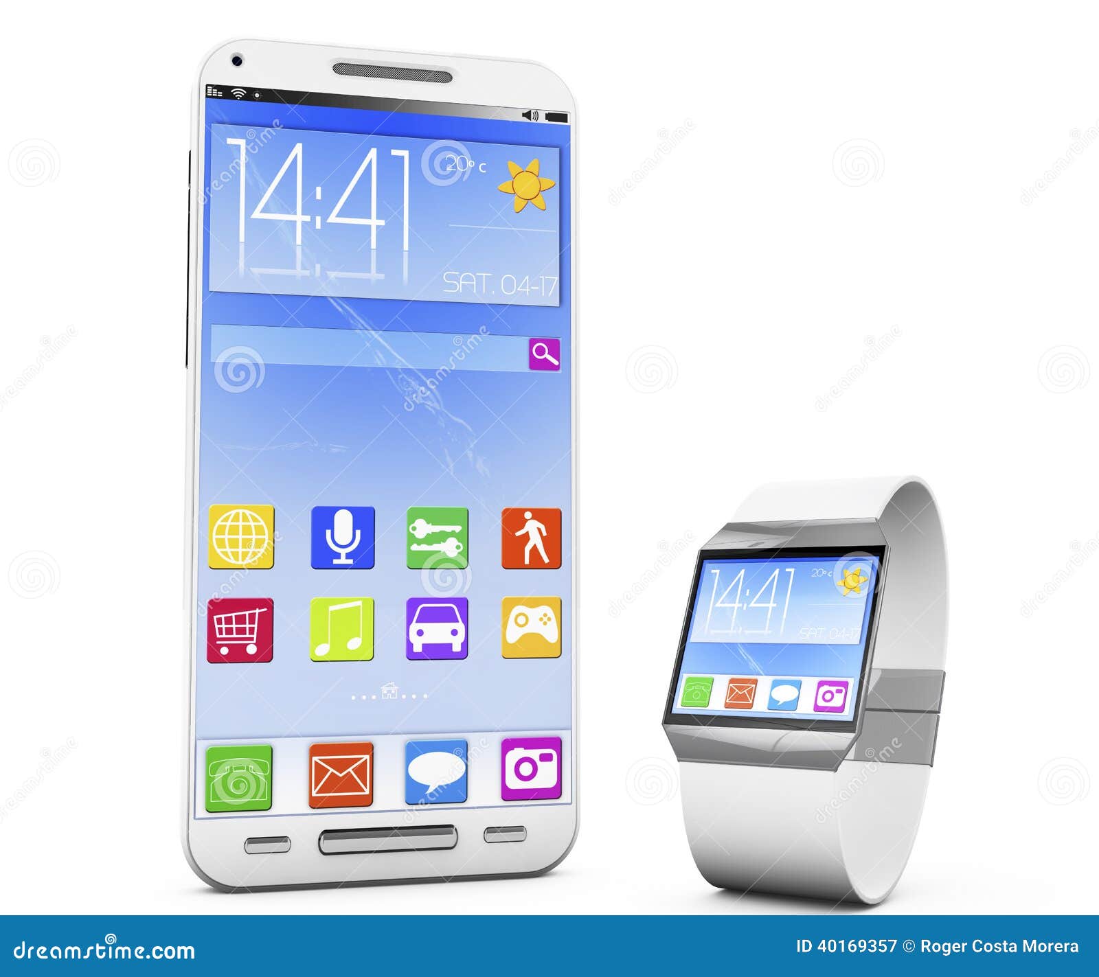 Smartwatch and a Smartphone Stock Illustration Illustration of touch
