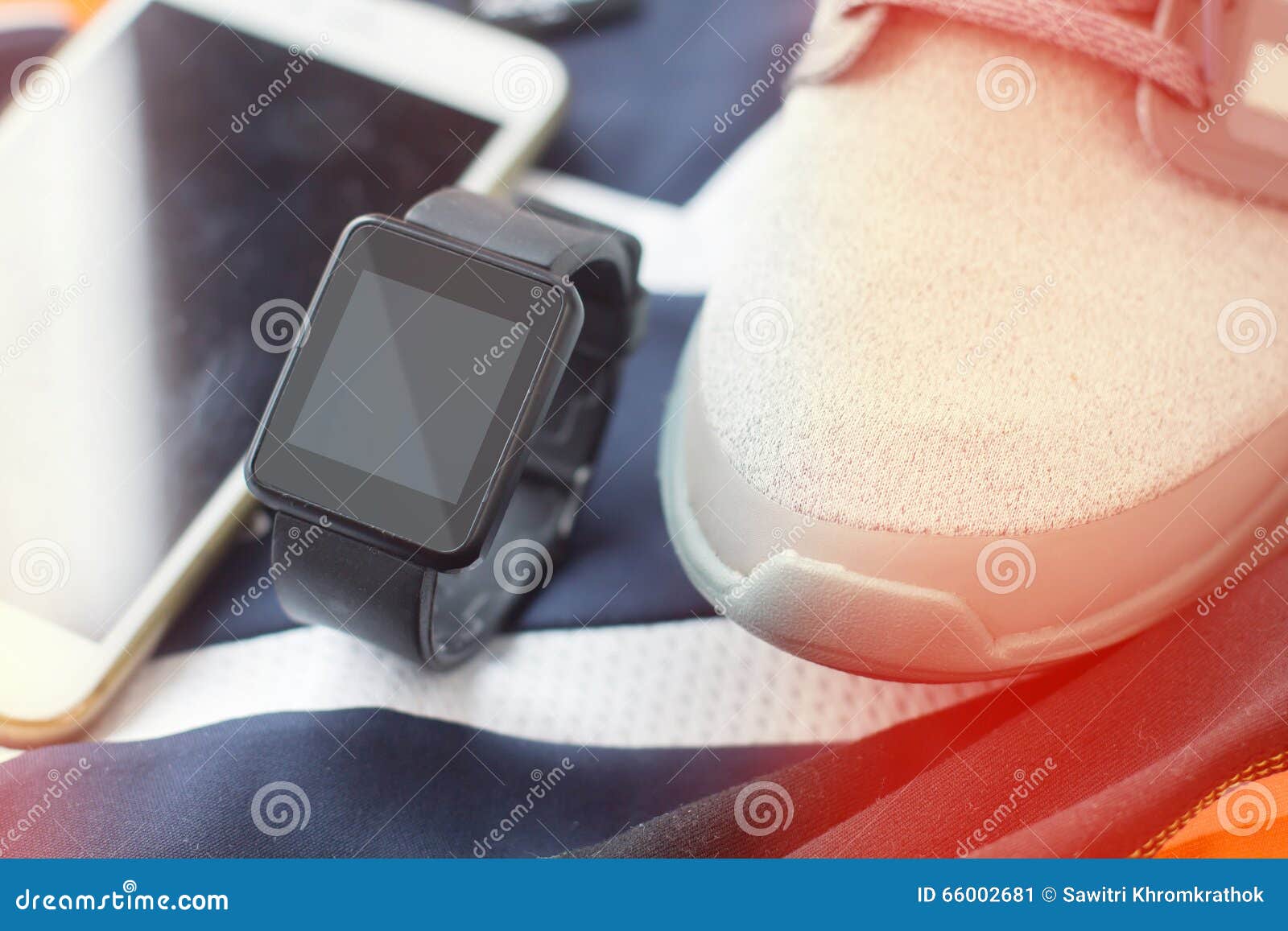 Smartwatch with Sports Shoes Stock Image - Image of monitor, mobile ...