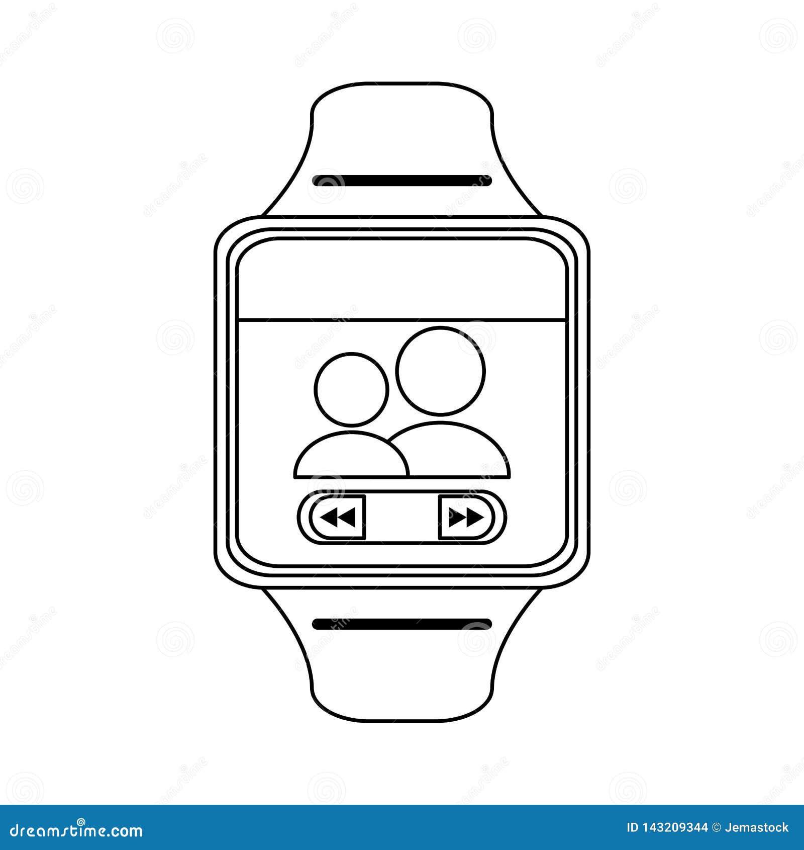 Smartwatch Wearable Technology in Black and White Stock Vector