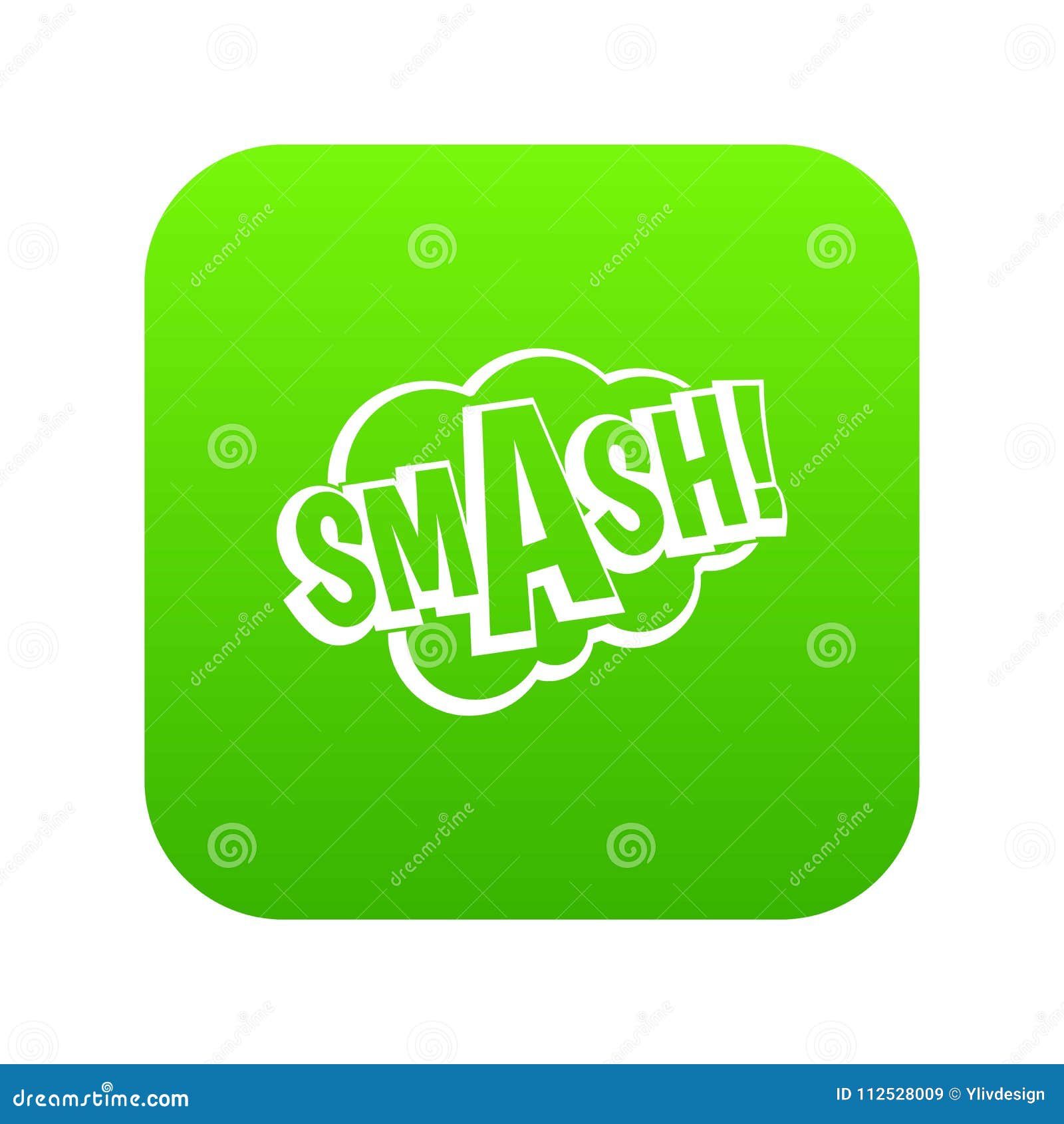 SMASH, Comic Book Bubble Text Icon Digital Green Stock Vector ...