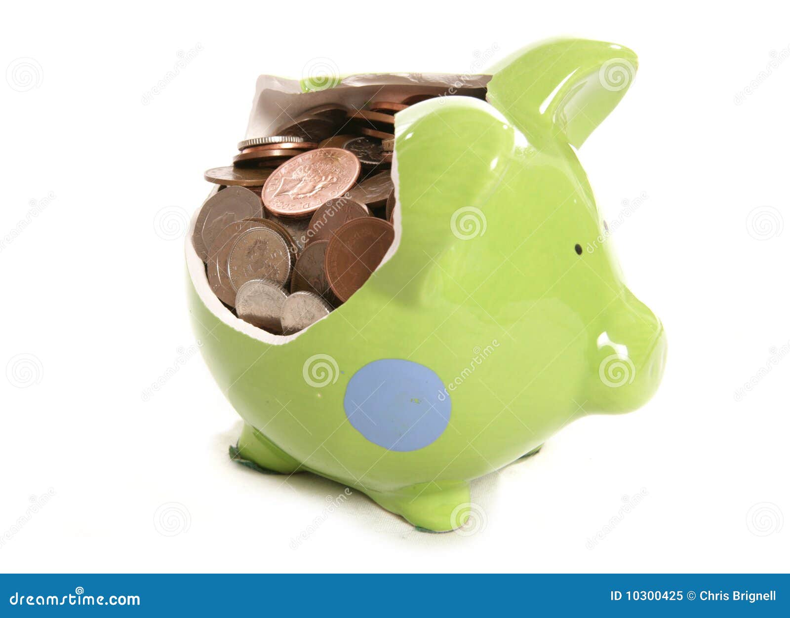 Smashed Piggy Bank with British Currency Coins Stock Image Image of