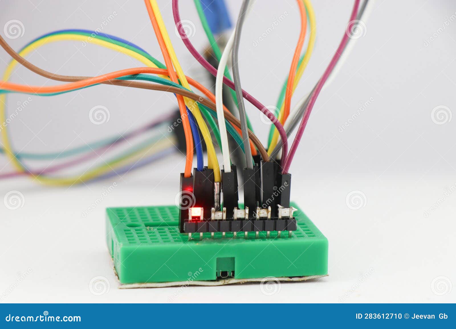 SMD LED or Light Emitting Diodes Connected To Breadboard Using Jumper
