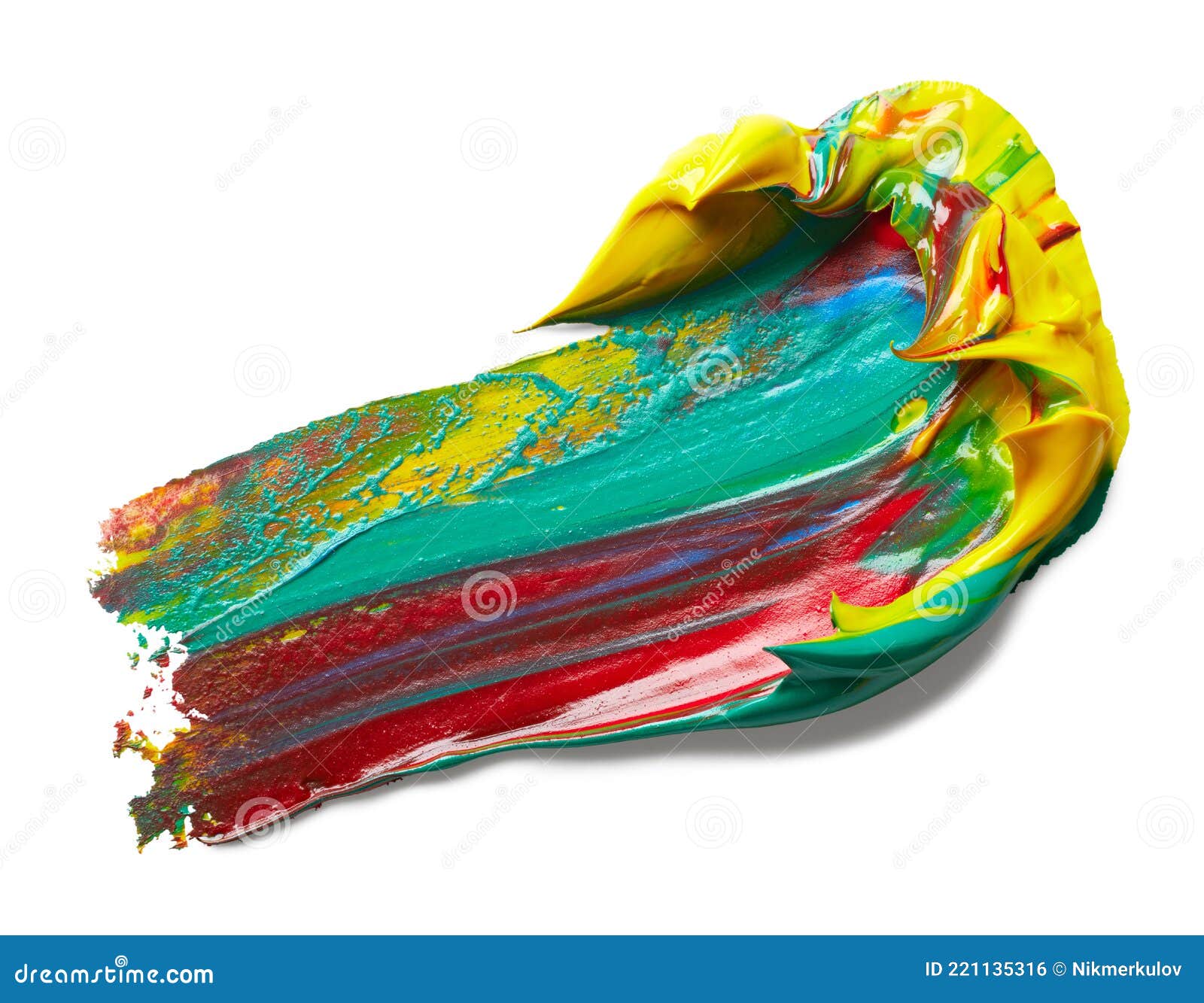 Smear of Green, Yellow and Red Mixed Paint on White Stock Photo - Image ...