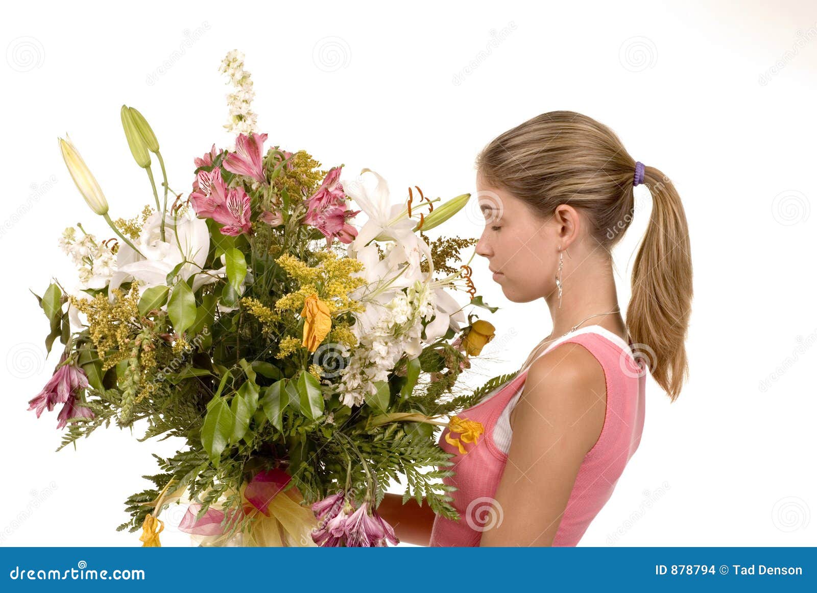 Smell the bouquet stock photo. Image of orange, love, beautiful 878794