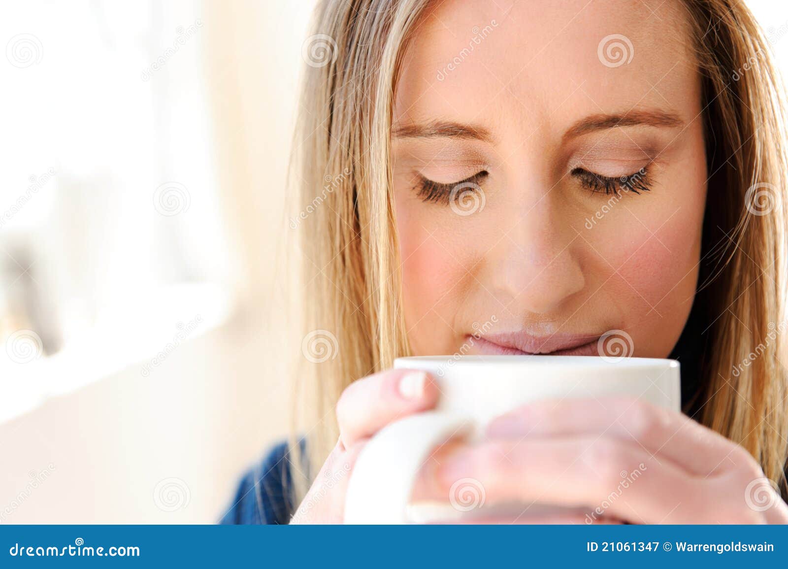 Smelling the coffee stock image. Image of closed, smelling 21061347