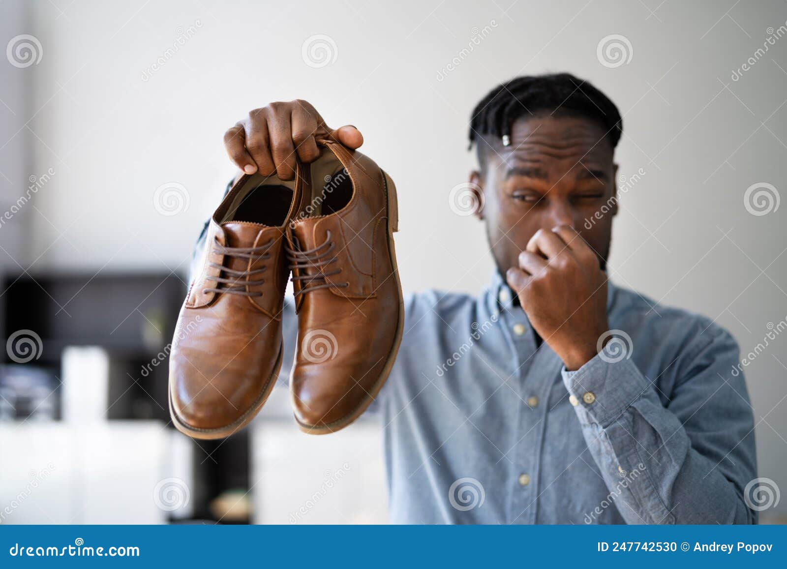 Smelly Shoes. Stinky Feet Sweat Stock Photo - Image of nose, shoe ...