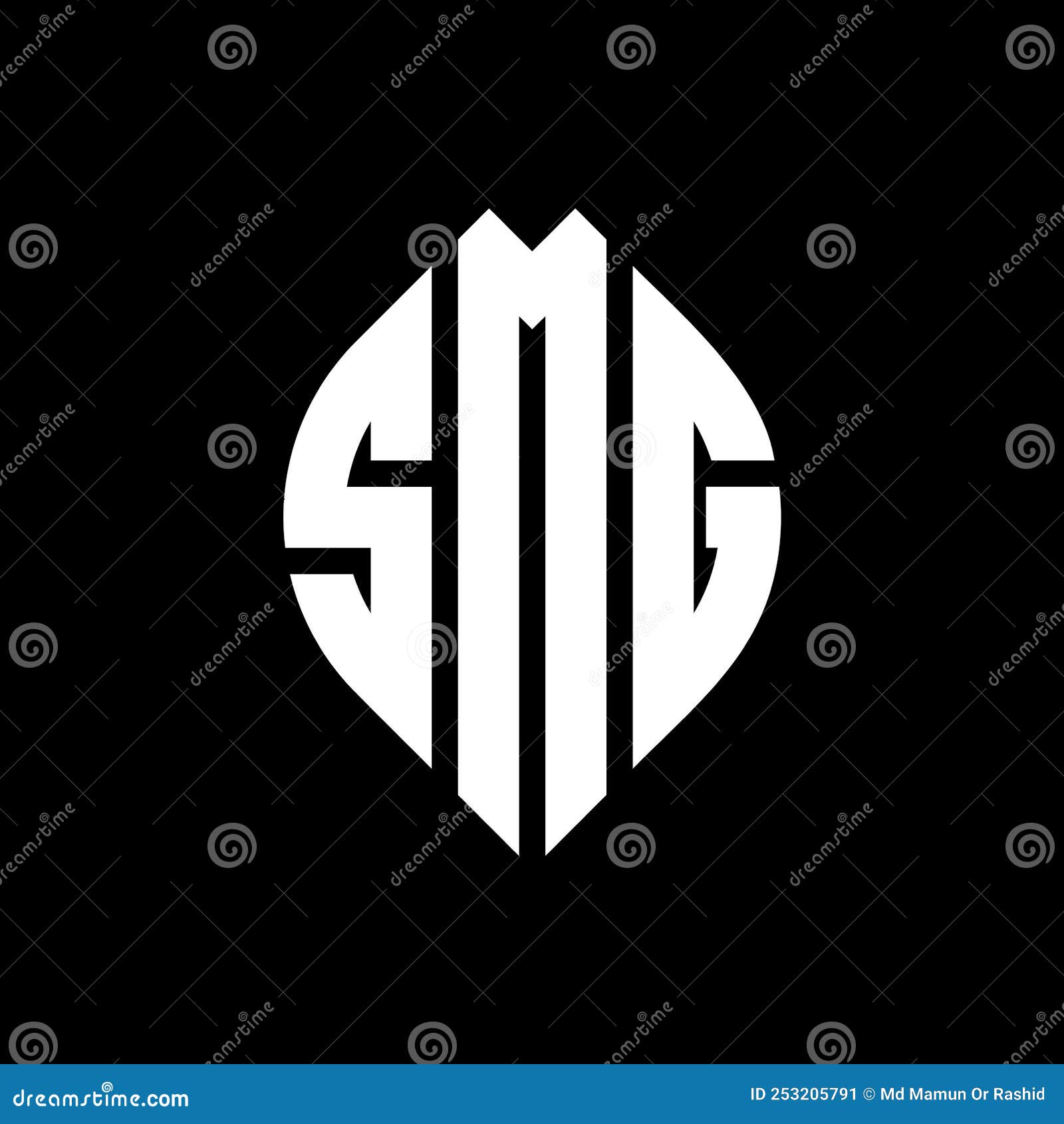 smg circle letter logo  with circle and ellipse . smg ellipse letters with typographic style. the three initials form a