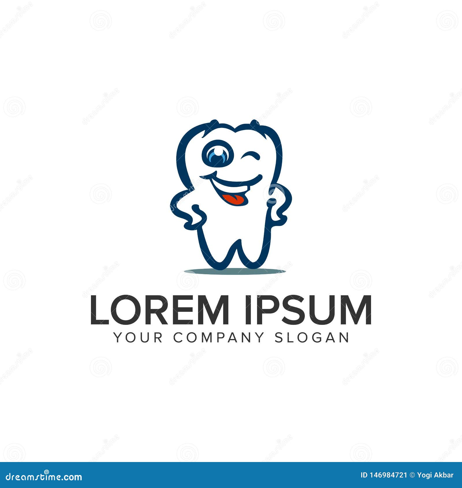 Smile Dental Cartoon Logo Design Concept Template Stock Vector