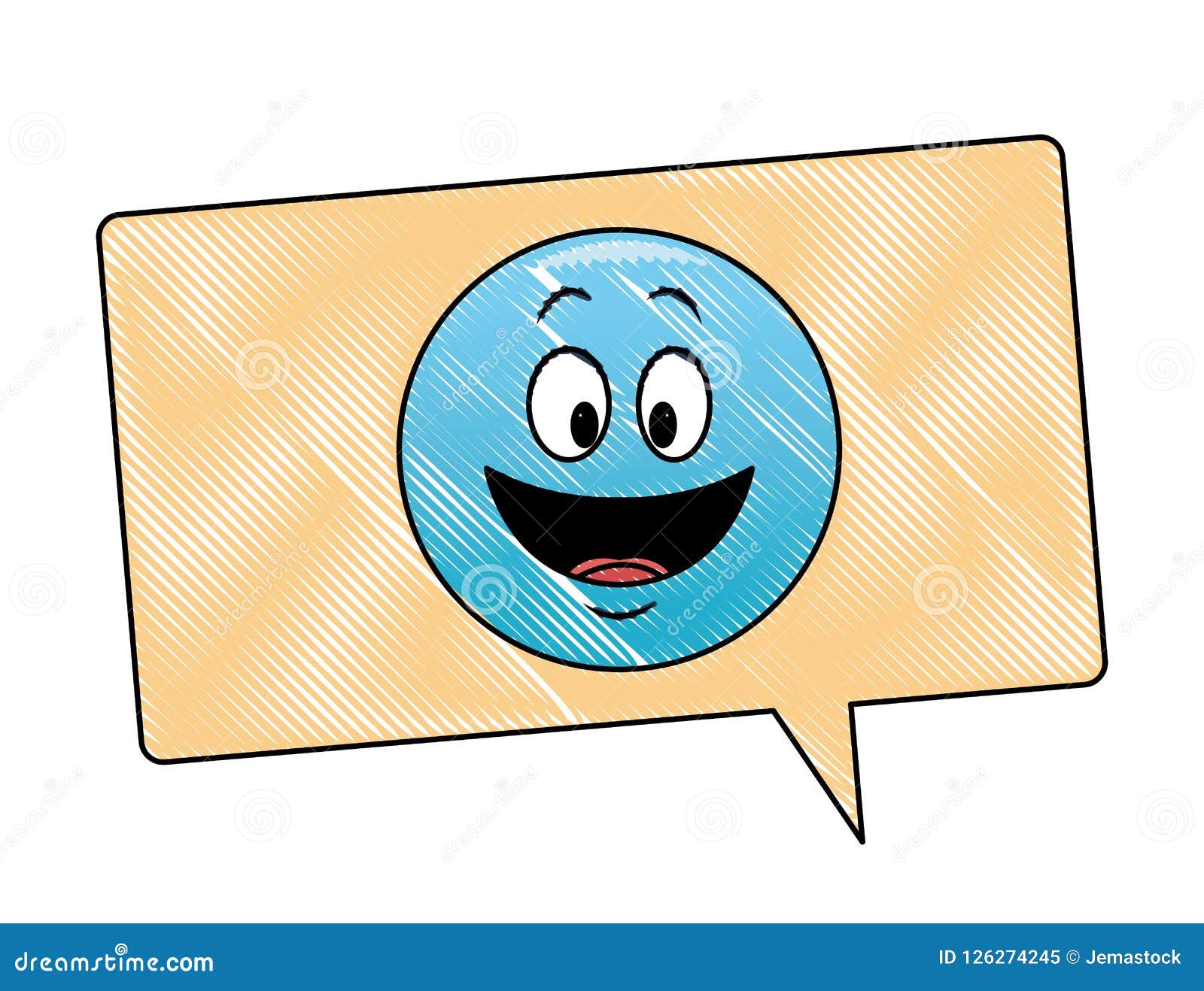 Smile Emoticon in Bubble Scribble Stock Vector - Illustration of