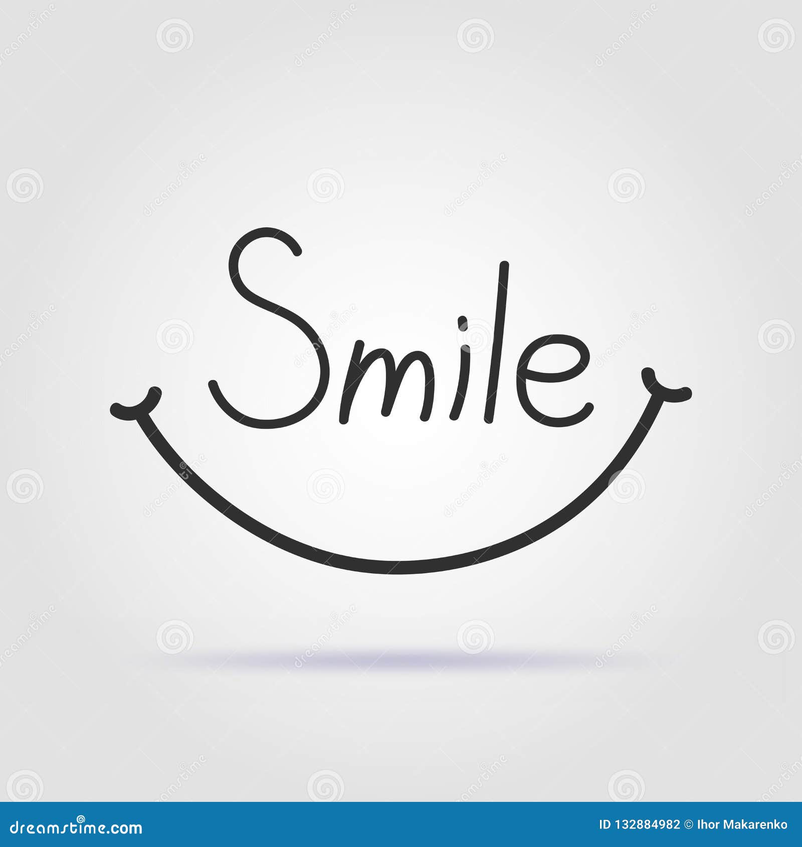 Smile Font Design on Gray Background with Shadow Stock Vector