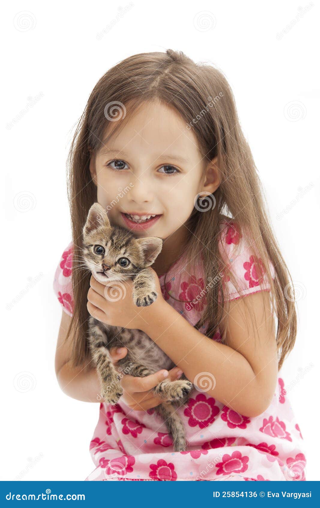 Smile girl with a cat stock photo. Image of holding, caucasian 25854136