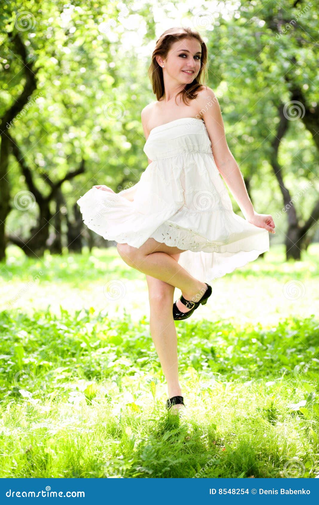 Smile Girl Dance In White Dress Stock Images Image 8548254
