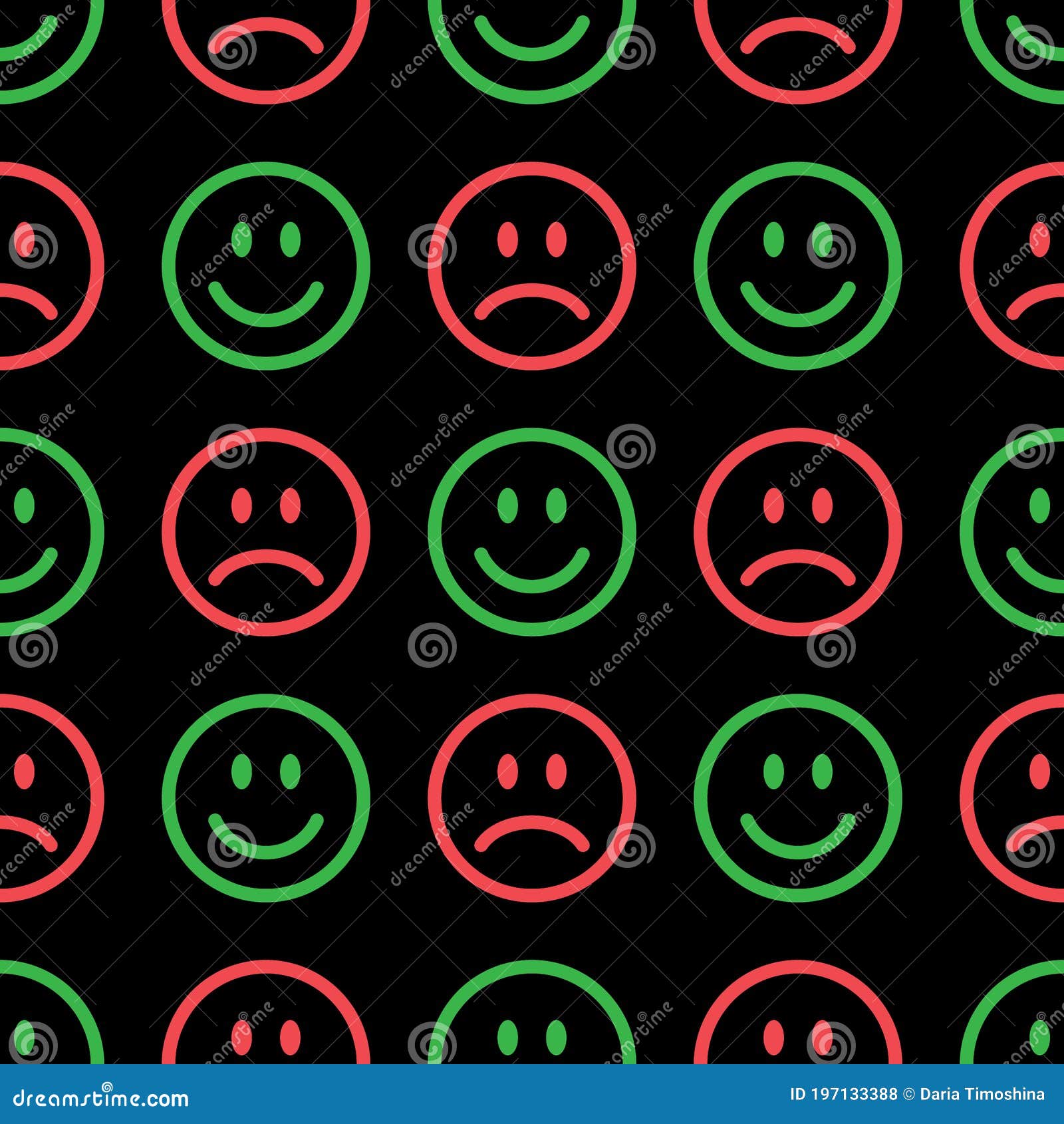 Smile Icon Pattern. Happy and Sad Faces. Vector Abstract Background Stock  Vector - Illustration of black, funny: 197133388