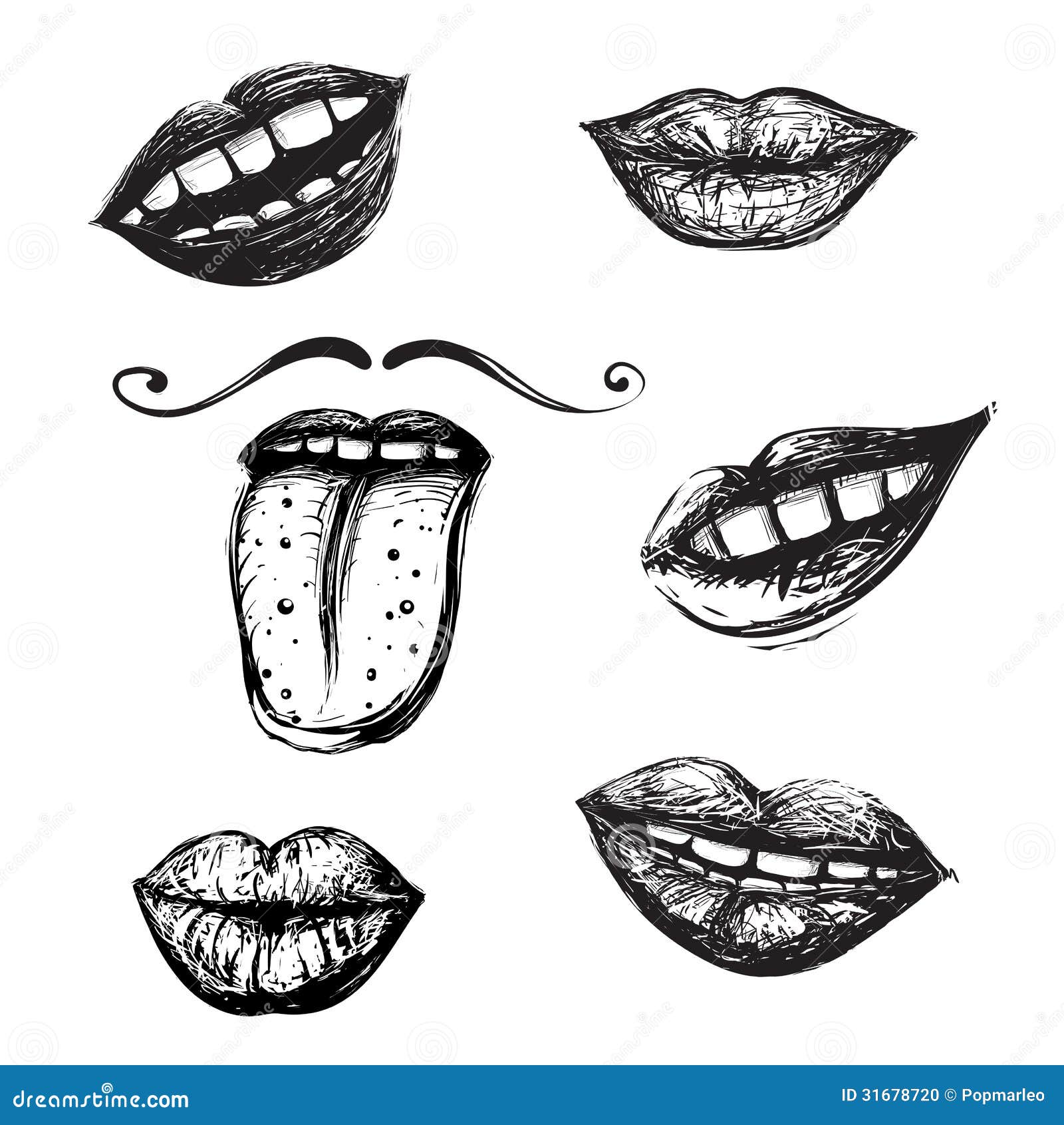 Smile and Mouth Drawing Collection Stock Vector Illustration of
