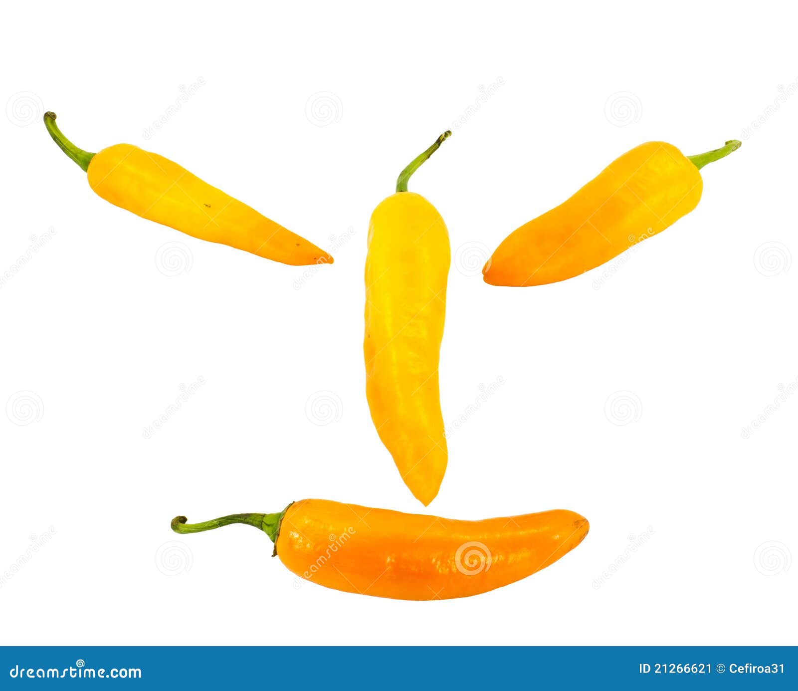 Smile Orange Chili Pepper Isolated on White Stock Image Image of
