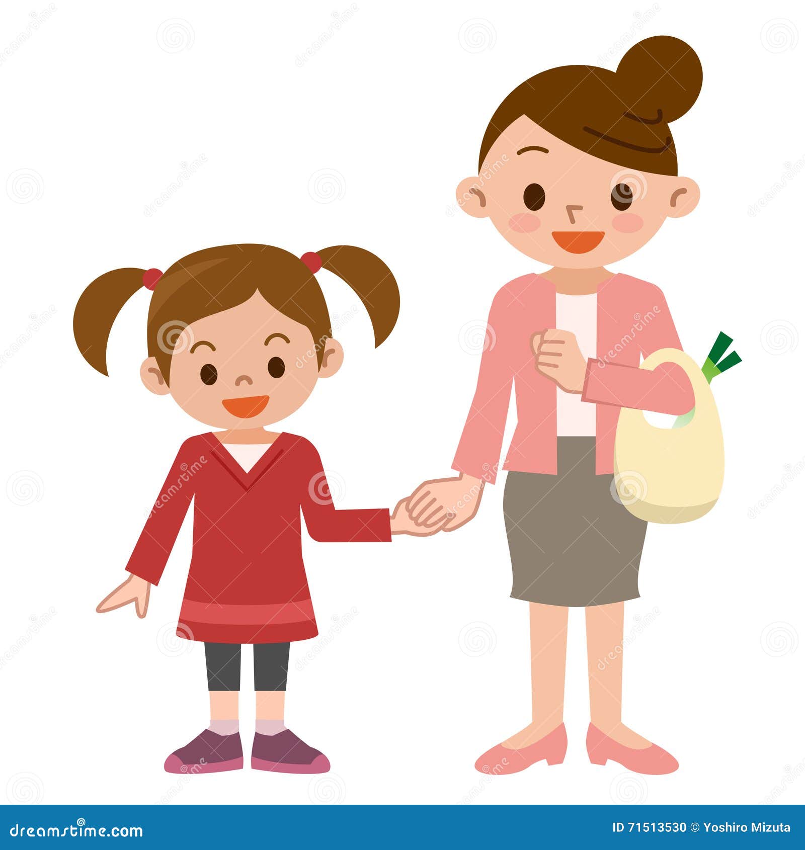 Smile Of The Parent And Child Are Holding Hands Stock Vector Illustration Of Female Japan