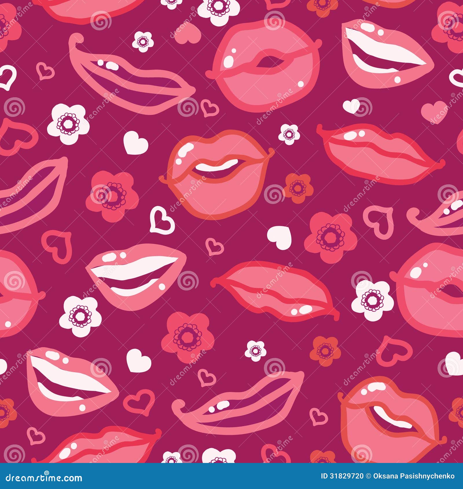 Smiles And Kisses Lips Seamless Pattern Background Stock Photo - Image ...