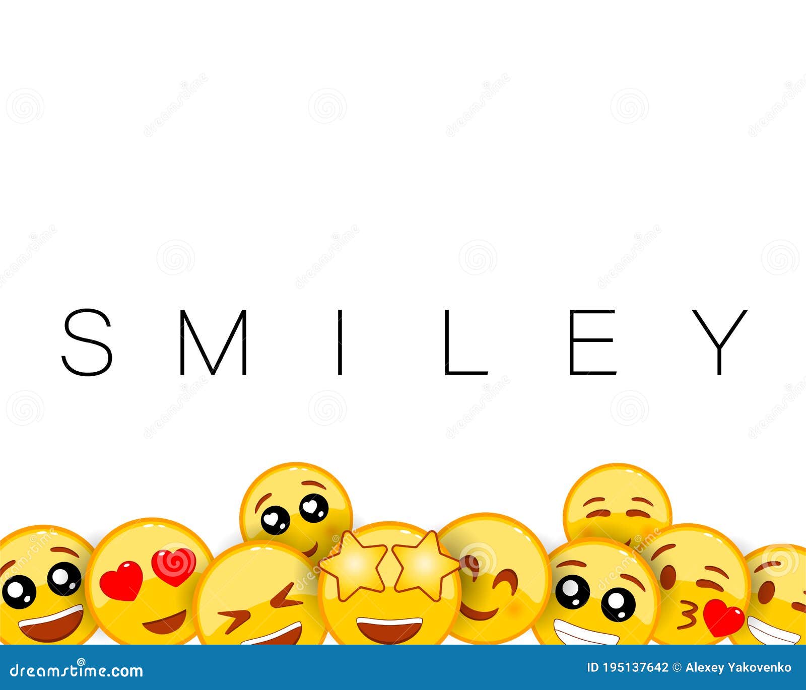Smiley Background Design with Yellow Emoticons of Funny and Happy Facial  Expressions. Empty Blank Space for Text. Set of Emoji Stock Vector -  Illustration of funny, background: 195137642