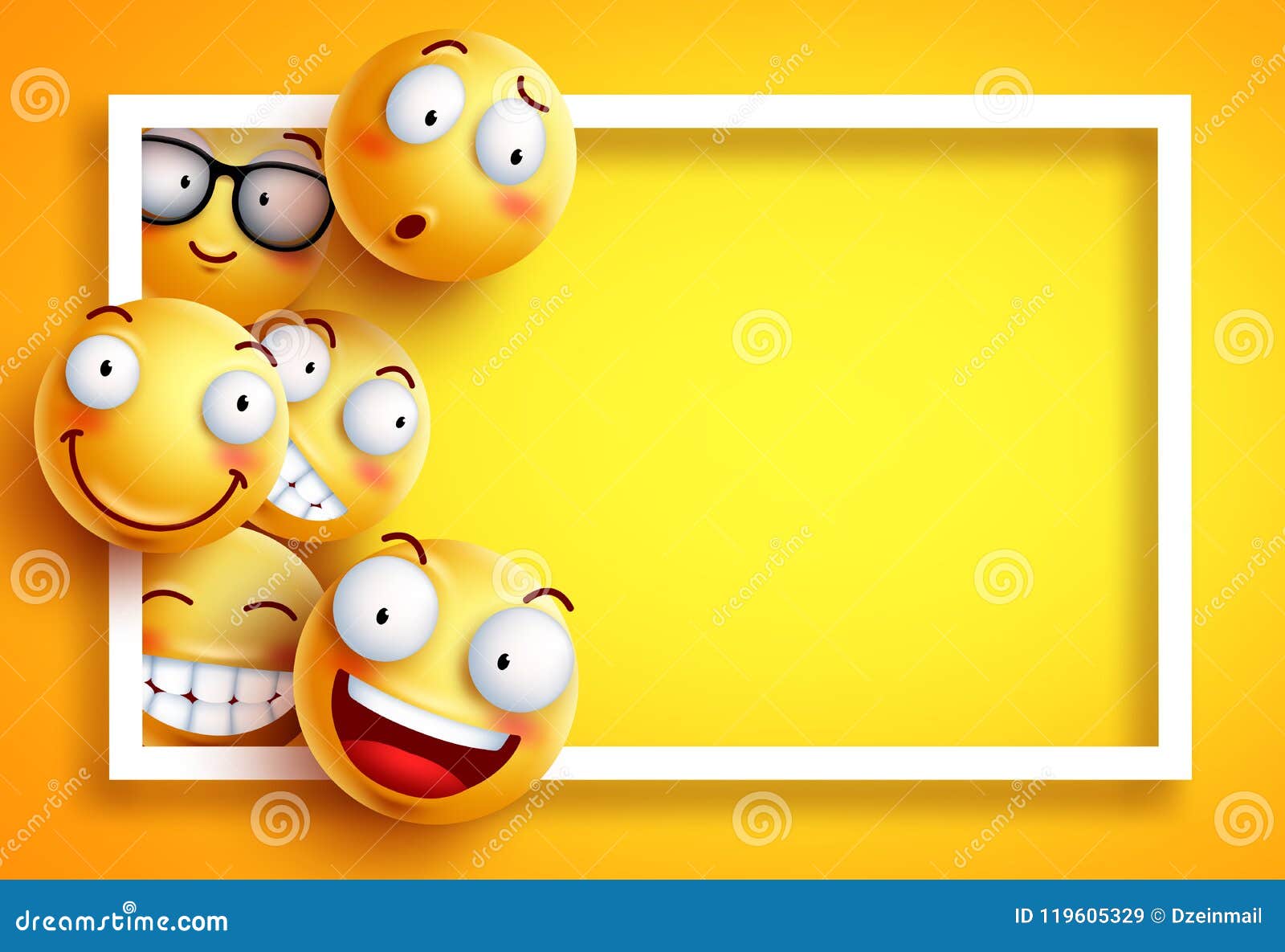 Smiley Background Vector Template with Yellow Funny Smileys or Emoticons  Stock Vector - Illustration of character, cartoon: 119605329