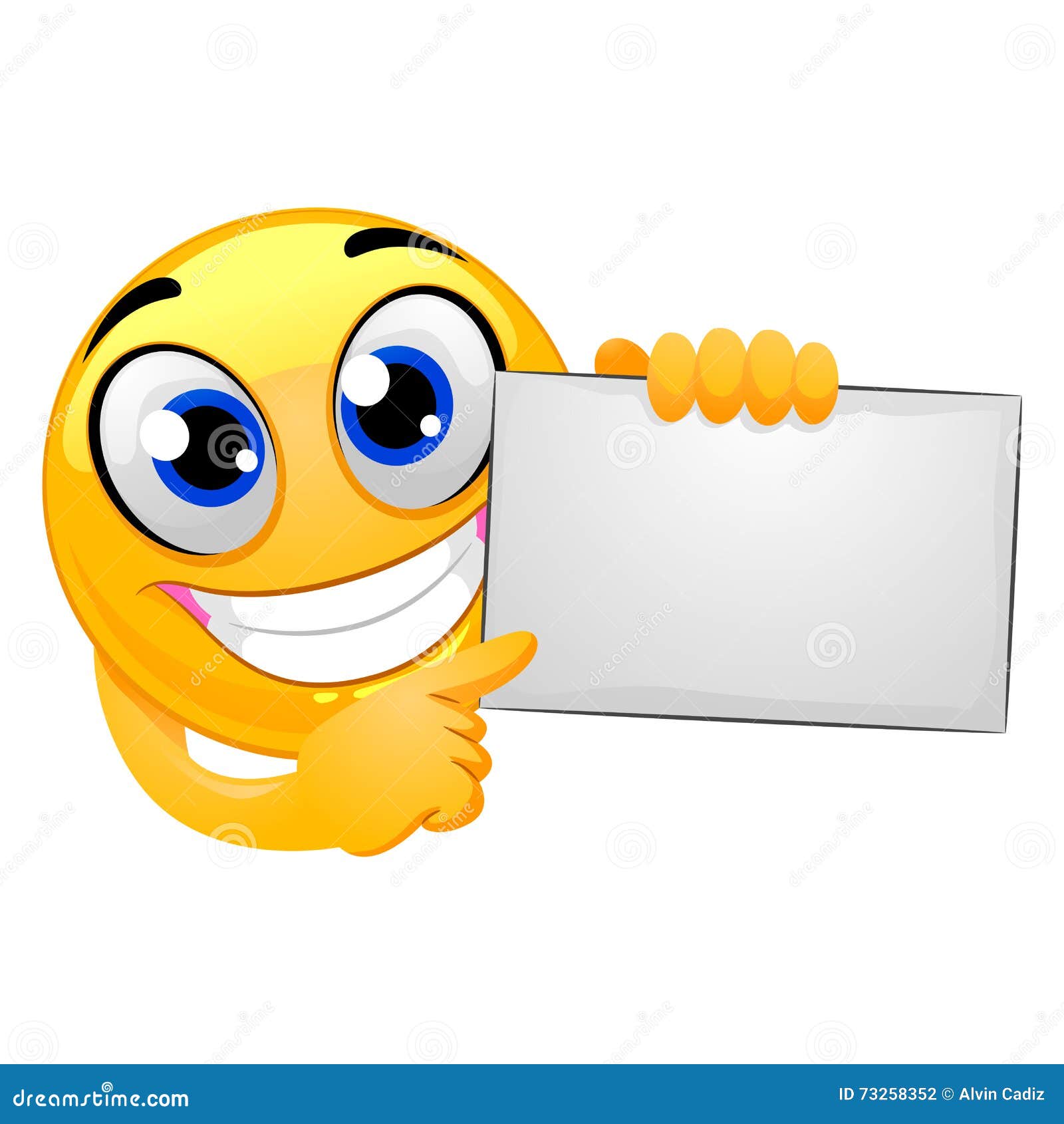 Smiley Emoticon Holding Blank Board Stock Vector Illustration of