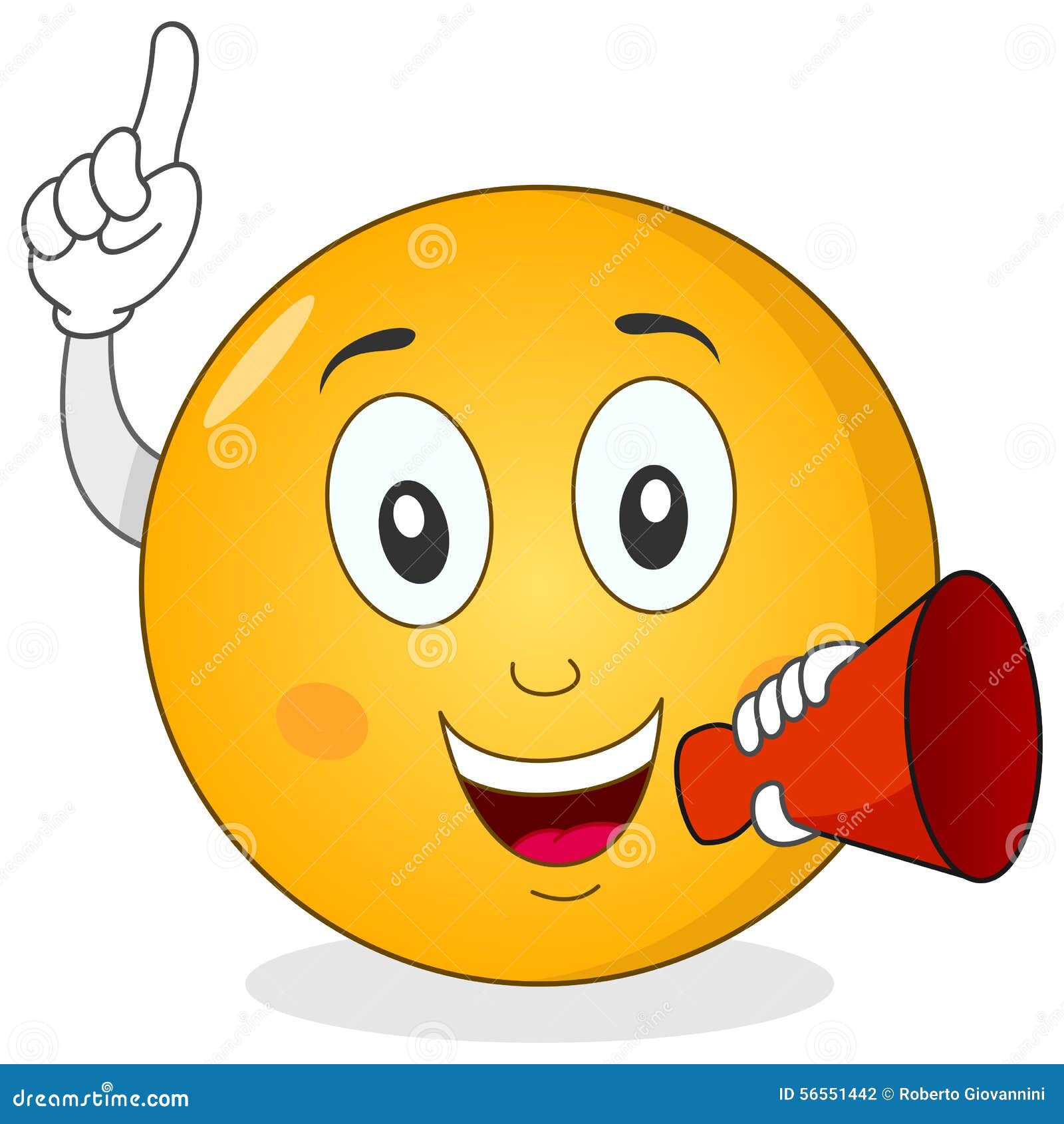 smiley emoticon holding red megaphone