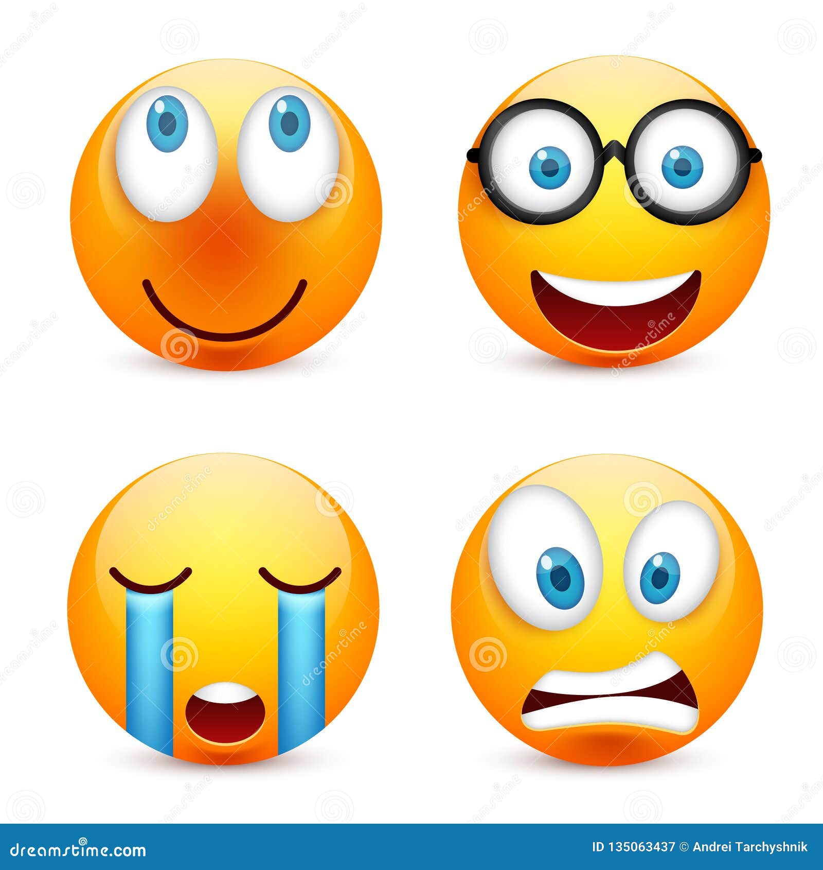 Smileyemoticon Set Yellow Face With Emotionsmood Facial Expression