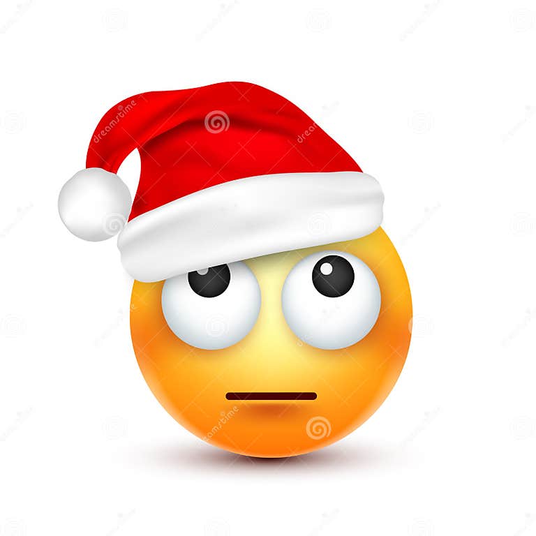 Smileyemoticon Yellow Emoji Face With Emotions And Christmas Hat