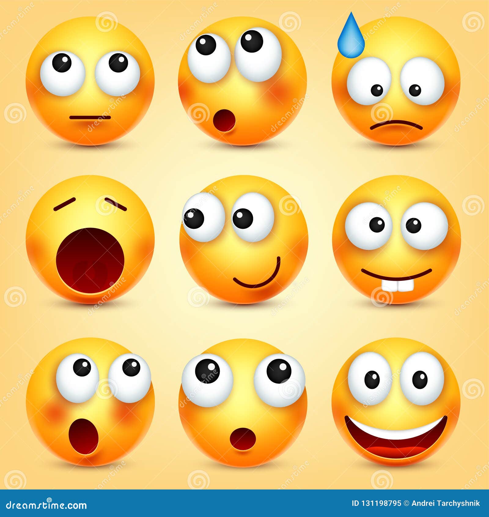 Smiley,emoticons Set. Yellow Face with Emotions. Facial Expression. 3d ...