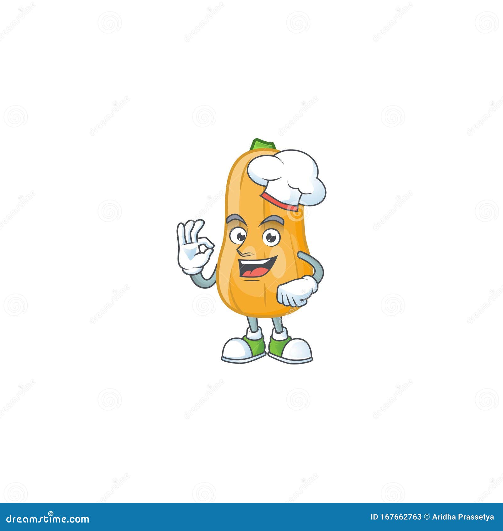 Smiley Face Chef Butternut Squash Character with White Hat Stock Vector ...