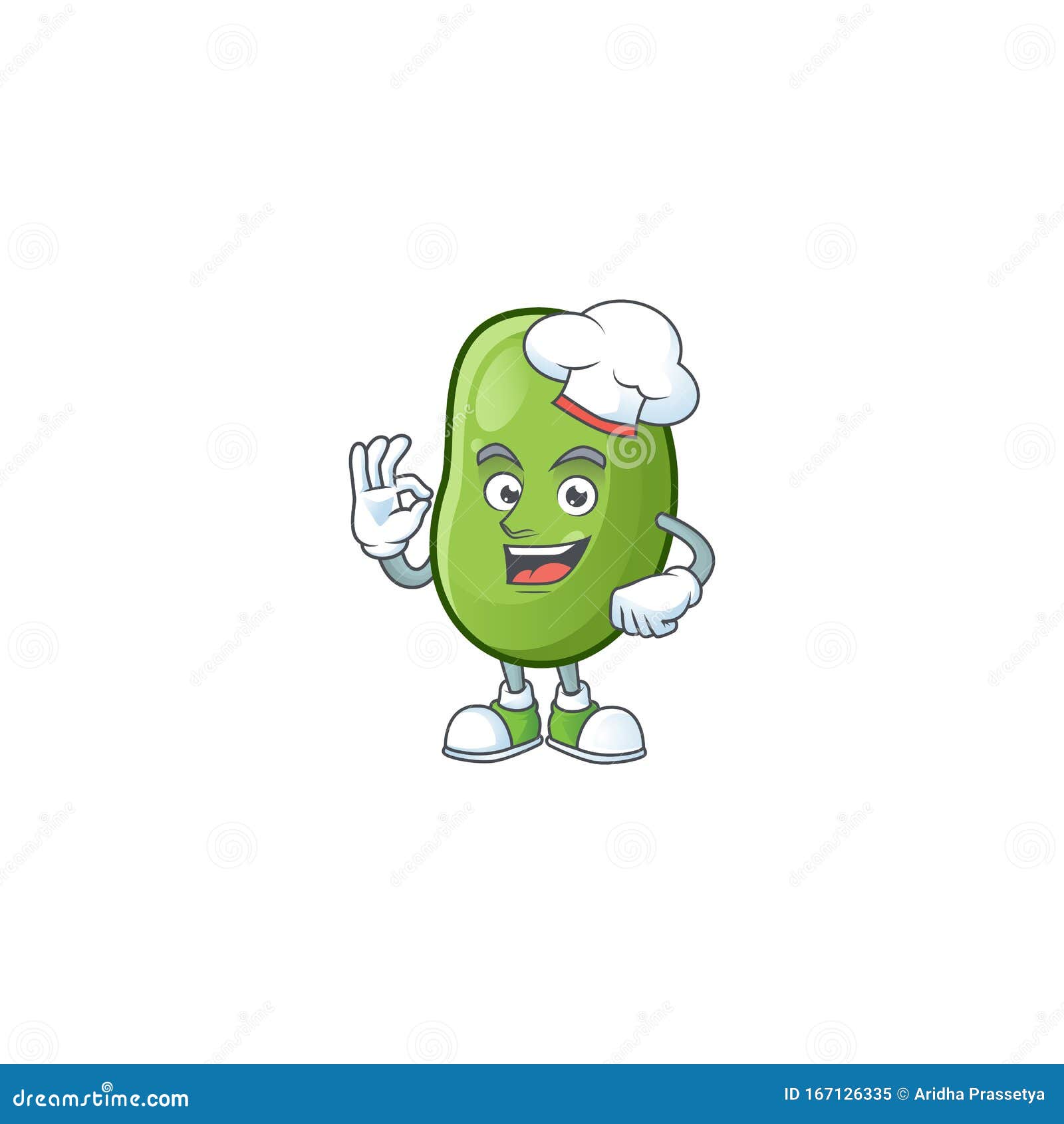 Smiley Face Chef Green Beans Character with White Hat Stock Vector ...