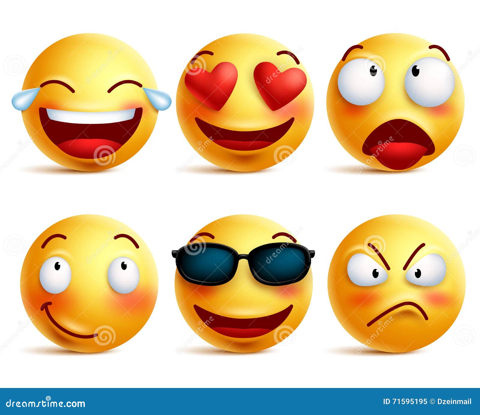 smiley face icons or yellow emoticons with emotional funny faces