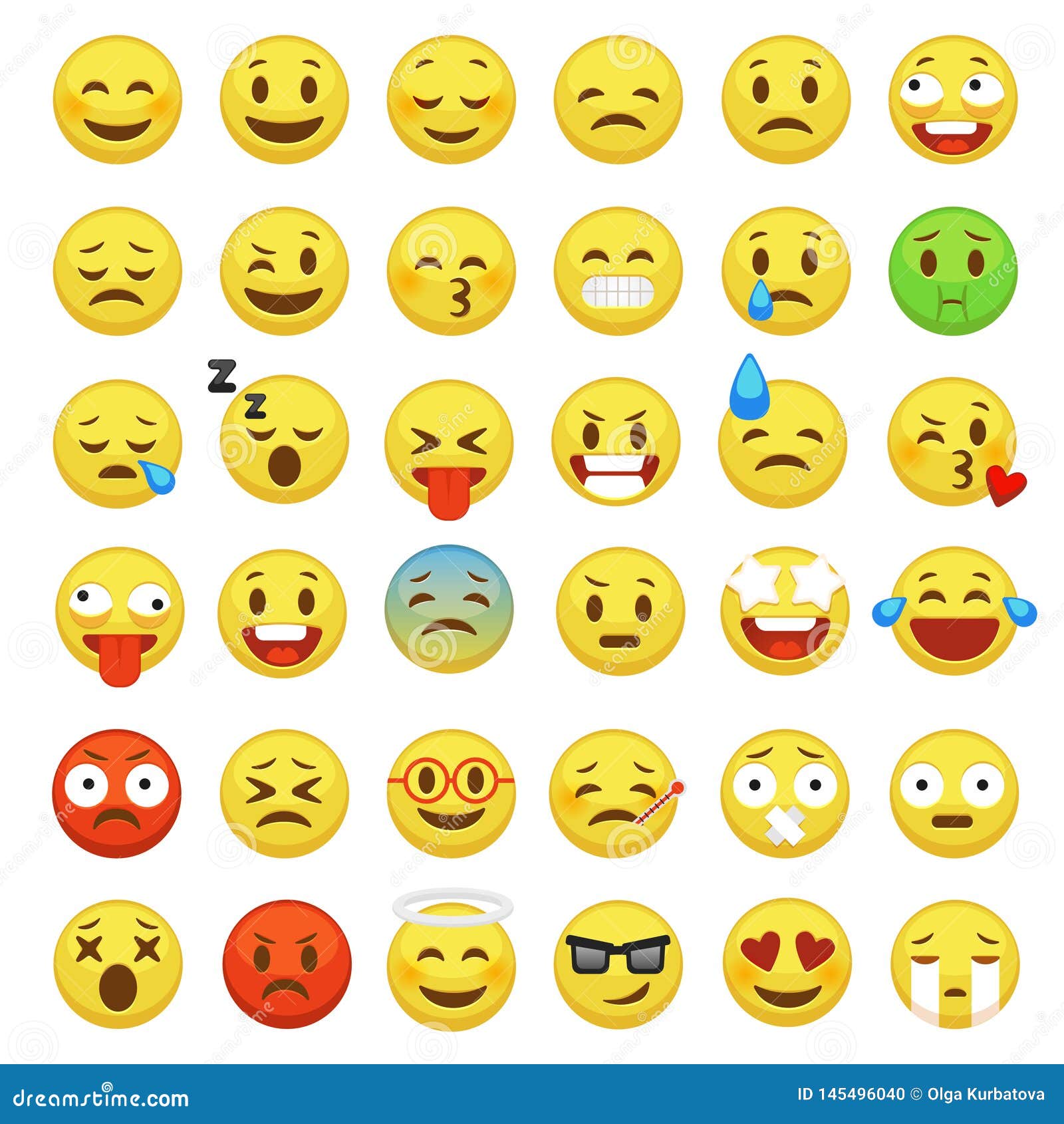 Smiley Face Set. Character Facial Yellow Sign Message People Man ...